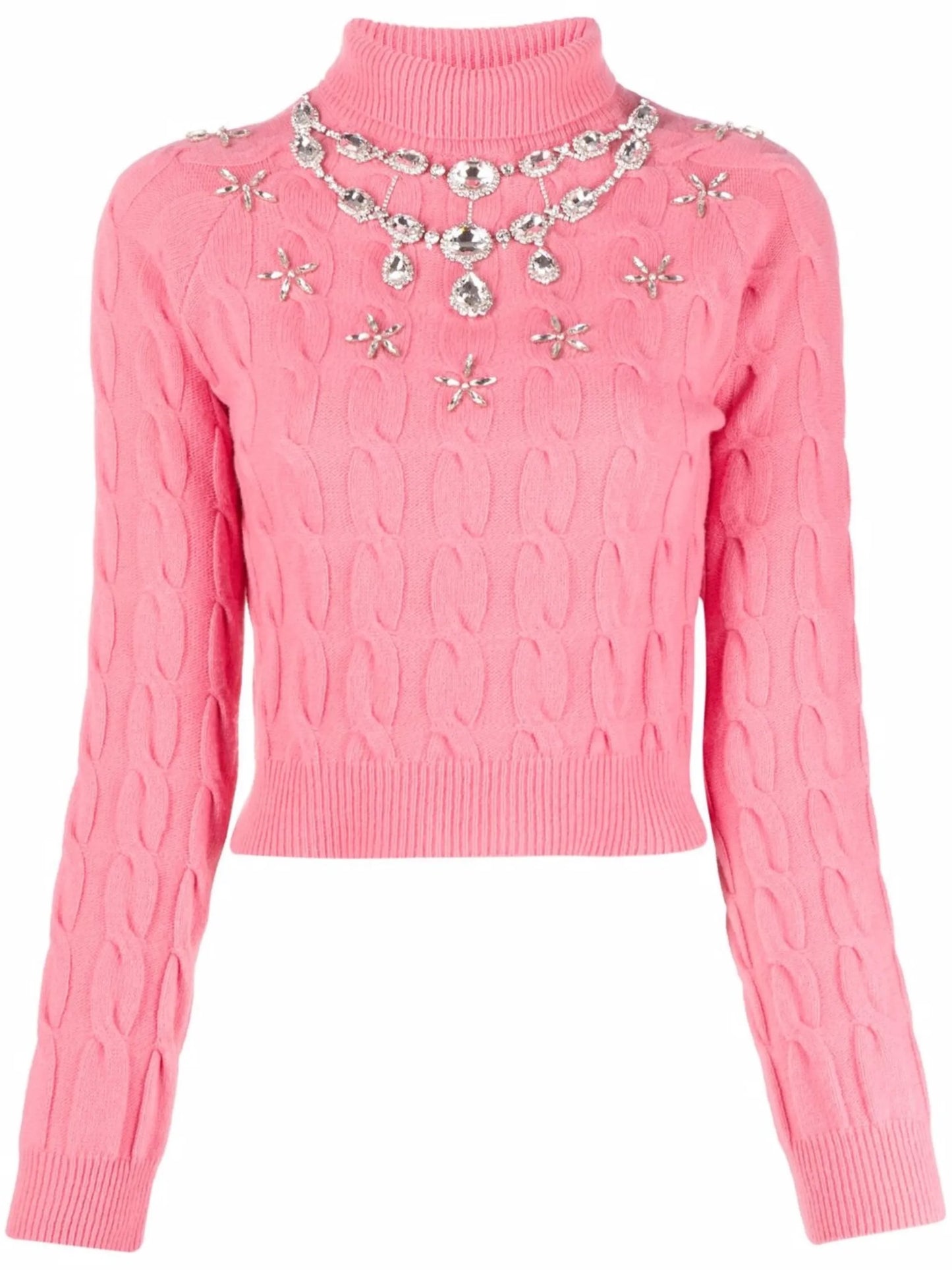 embellished cable-knit cropped jumper