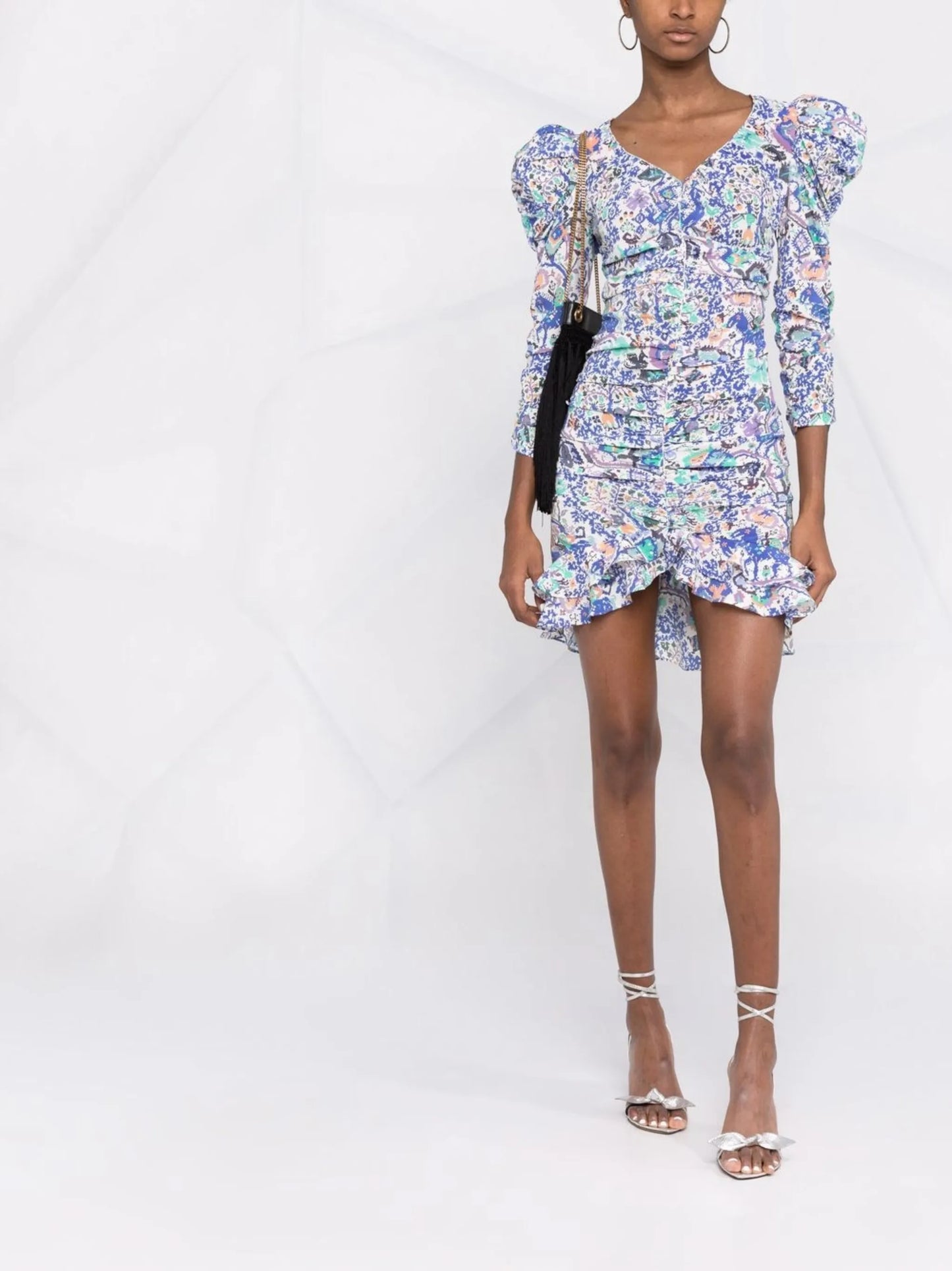 floral-print fitted mini dress