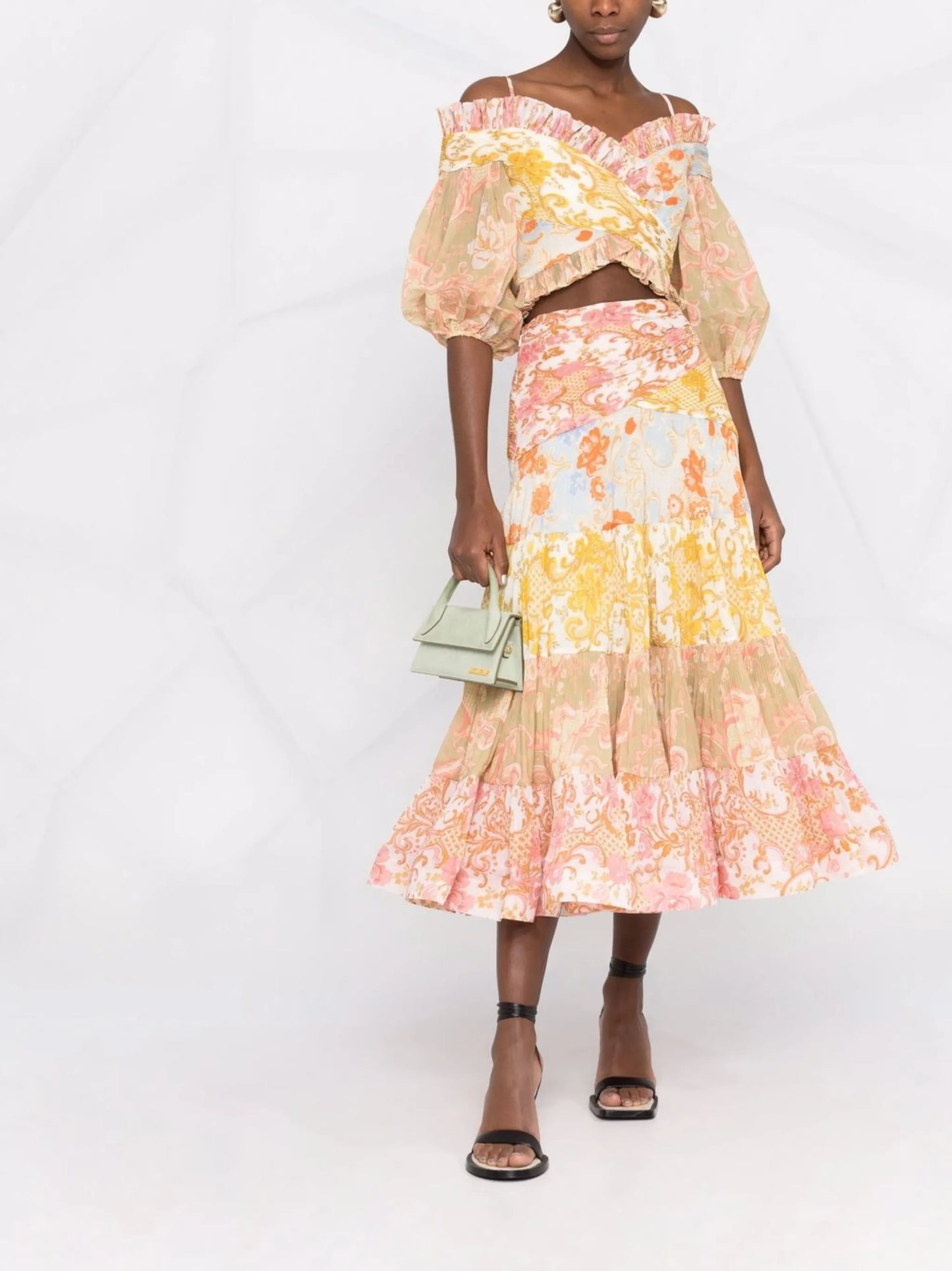 Postcard micro-pleated midi skirt