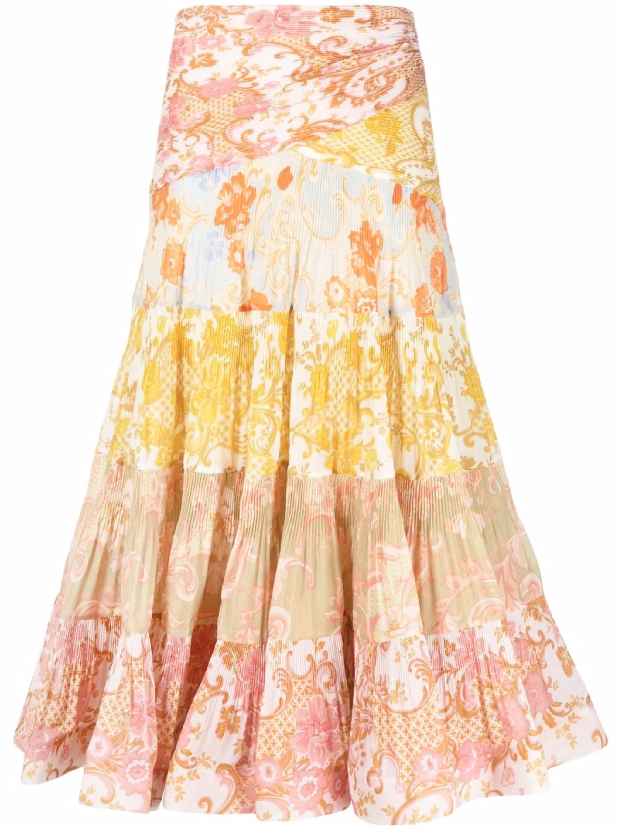 Postcard micro-pleated midi skirt