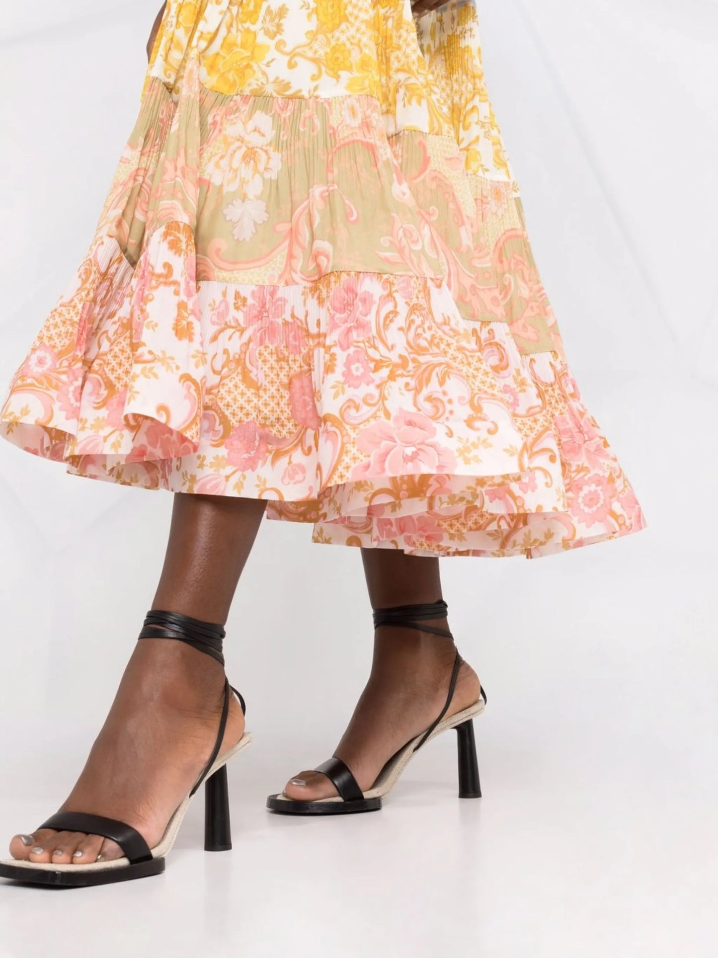 Postcard micro-pleated midi skirt