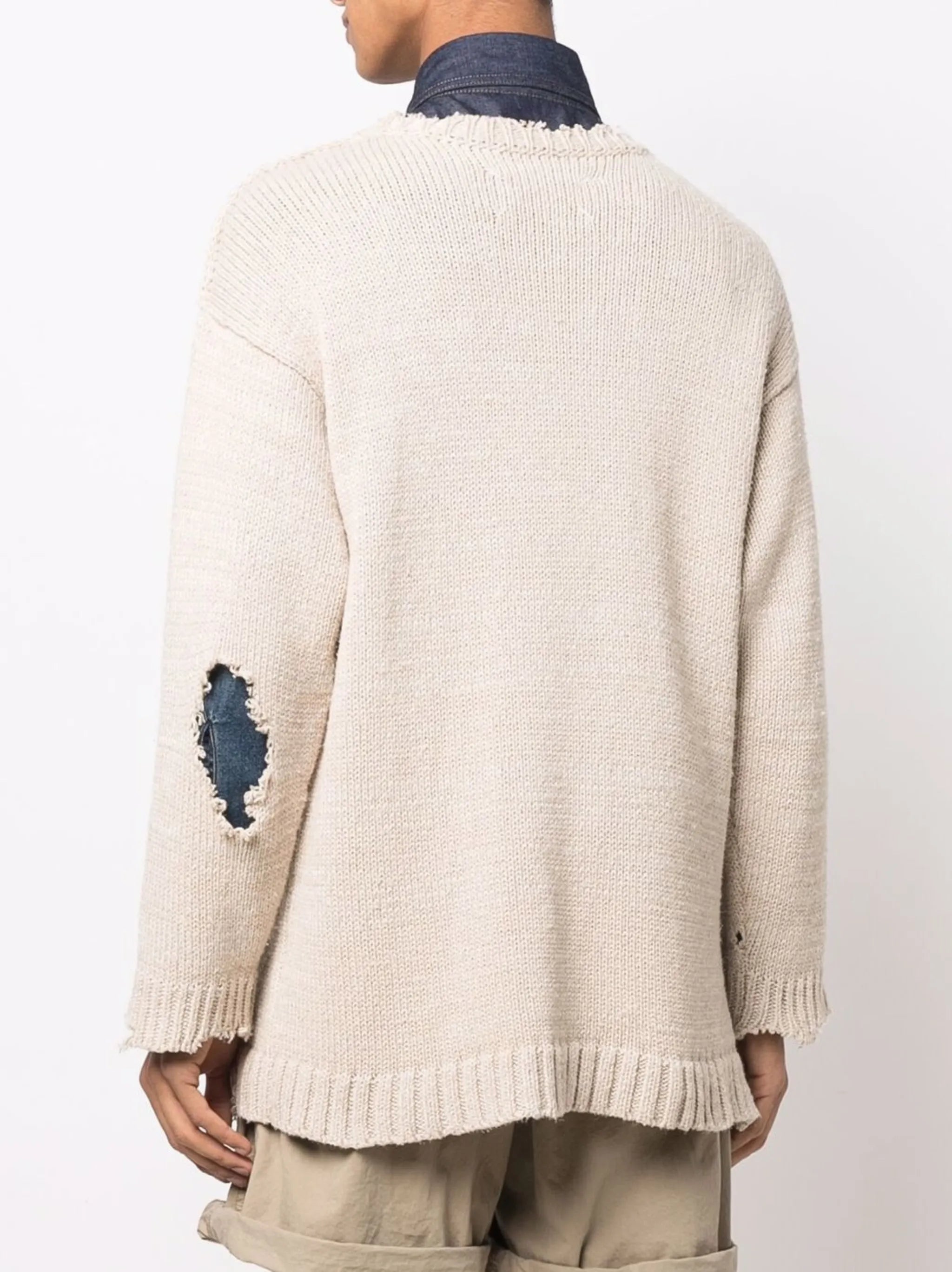 distressed crew neck jumper