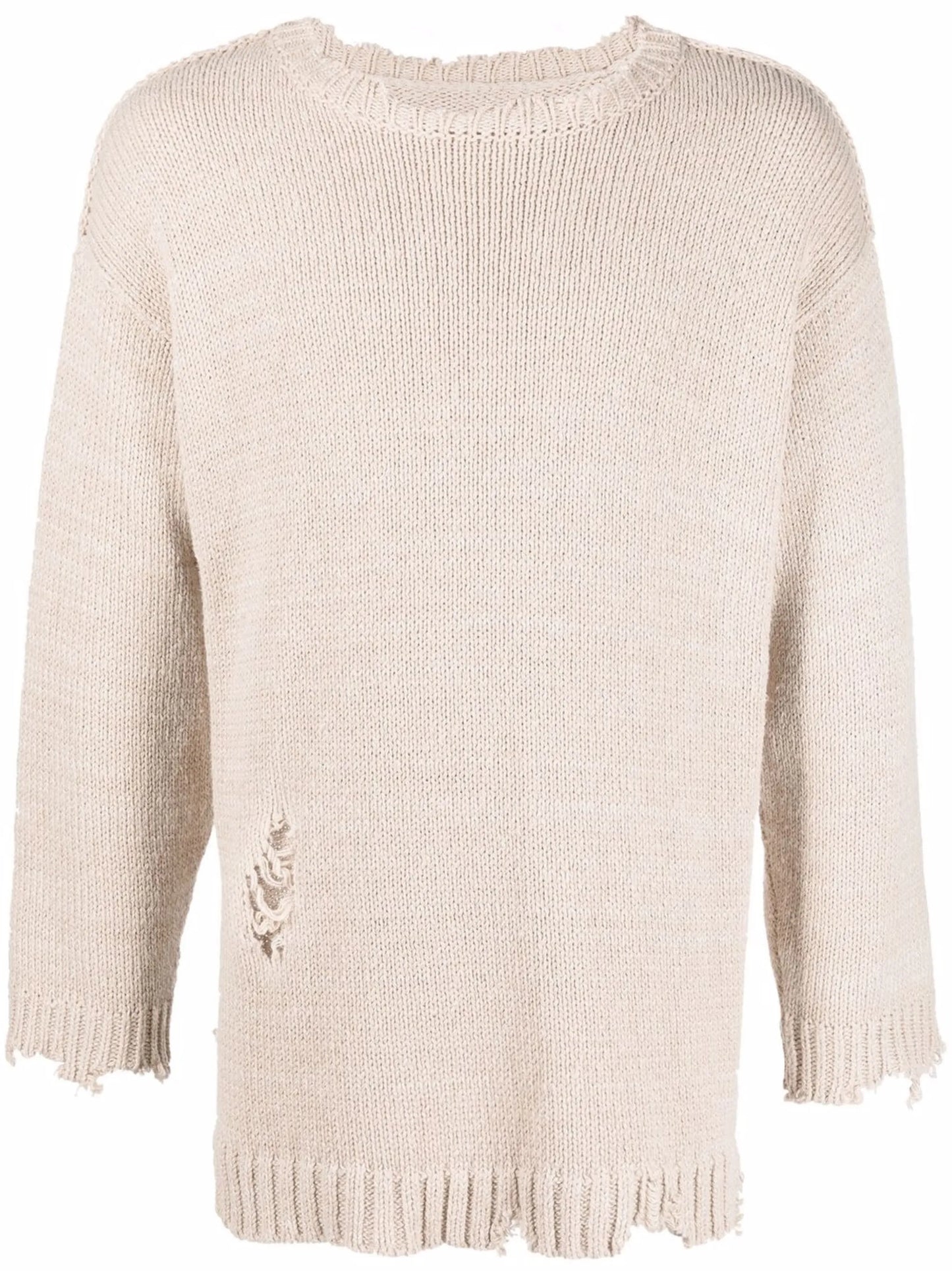 distressed crew neck jumper