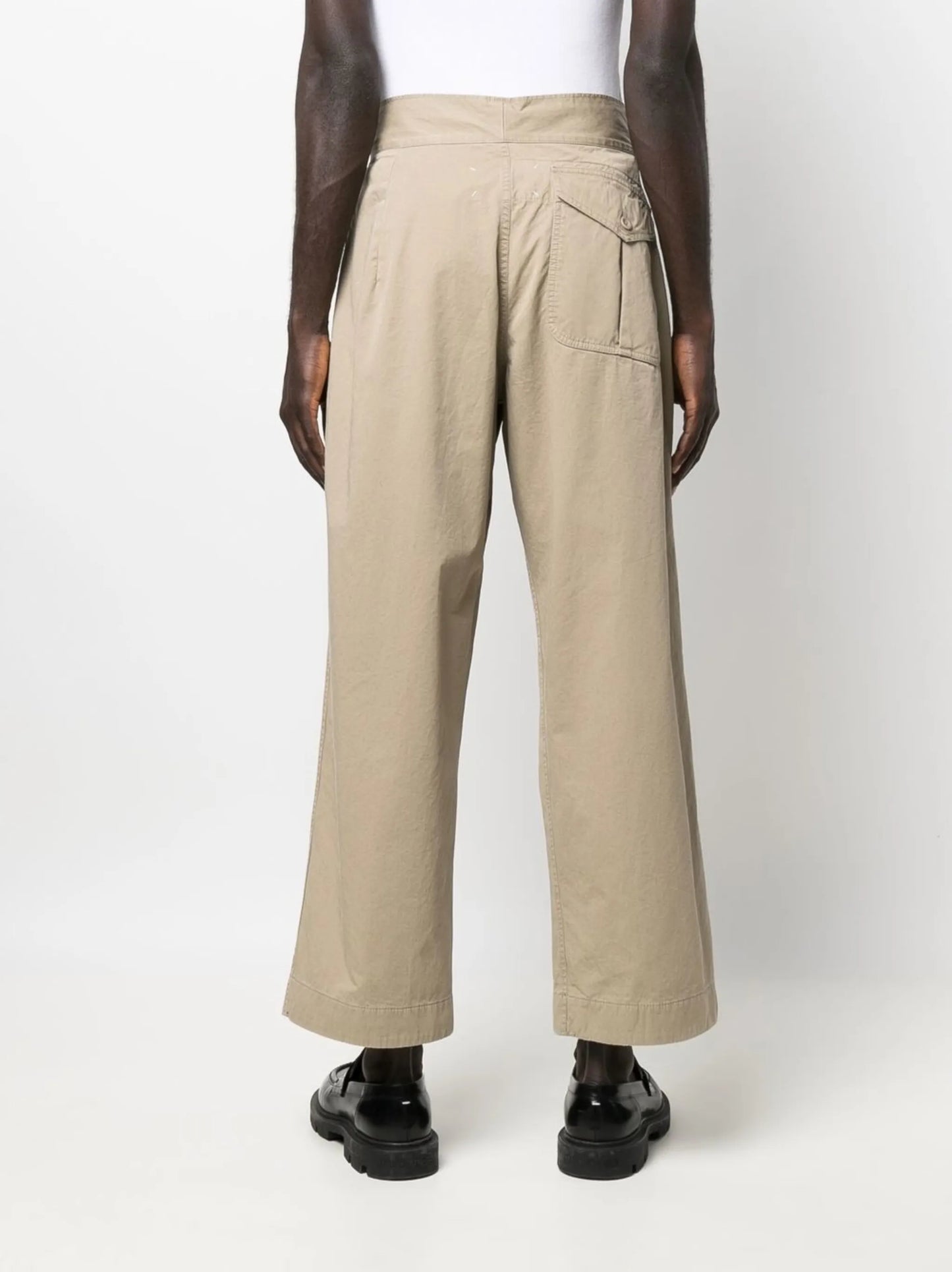 pleat-detail belted straight-leg trousers