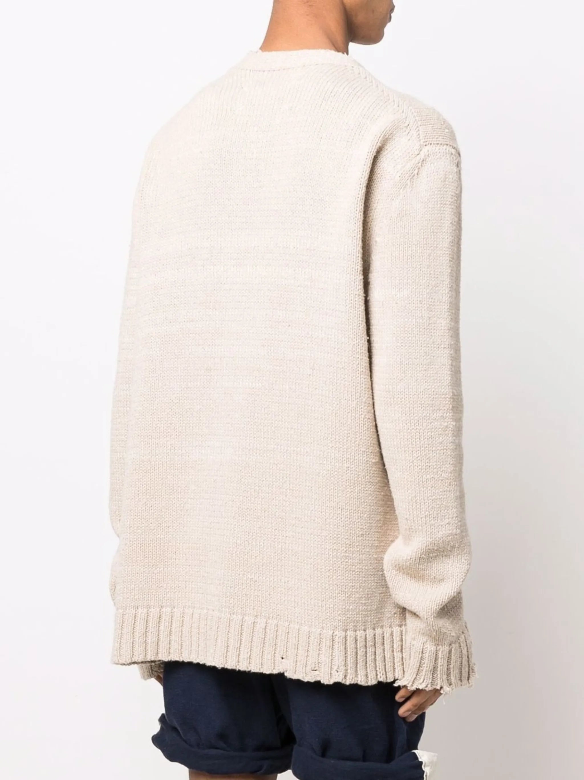distressed V-neck cardigan