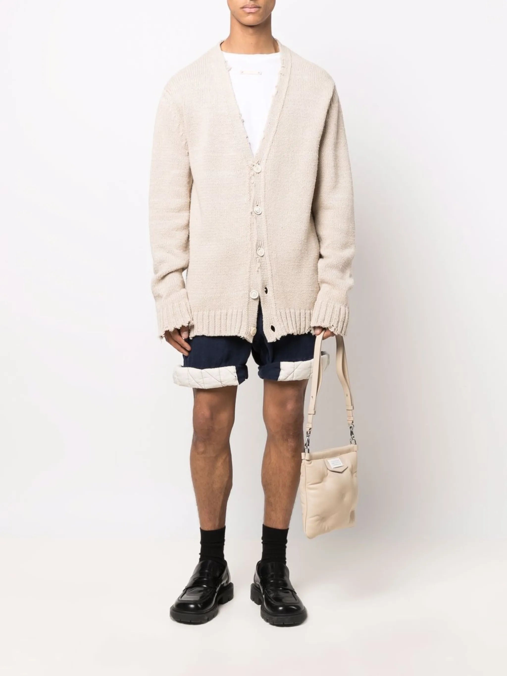 distressed V-neck cardigan