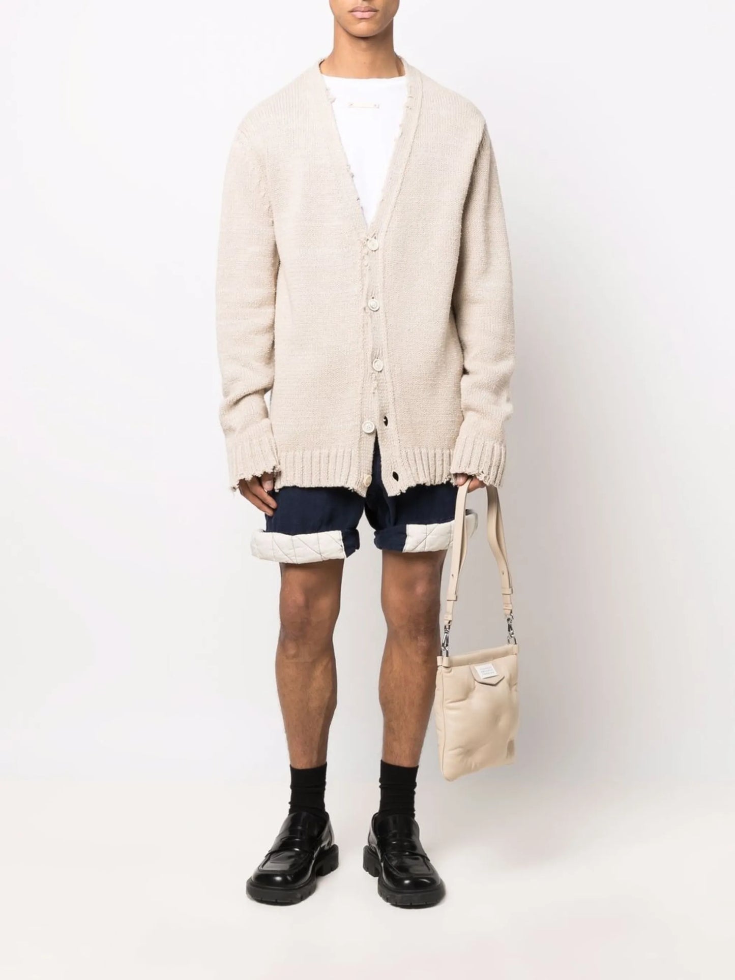 distressed V-neck cardigan