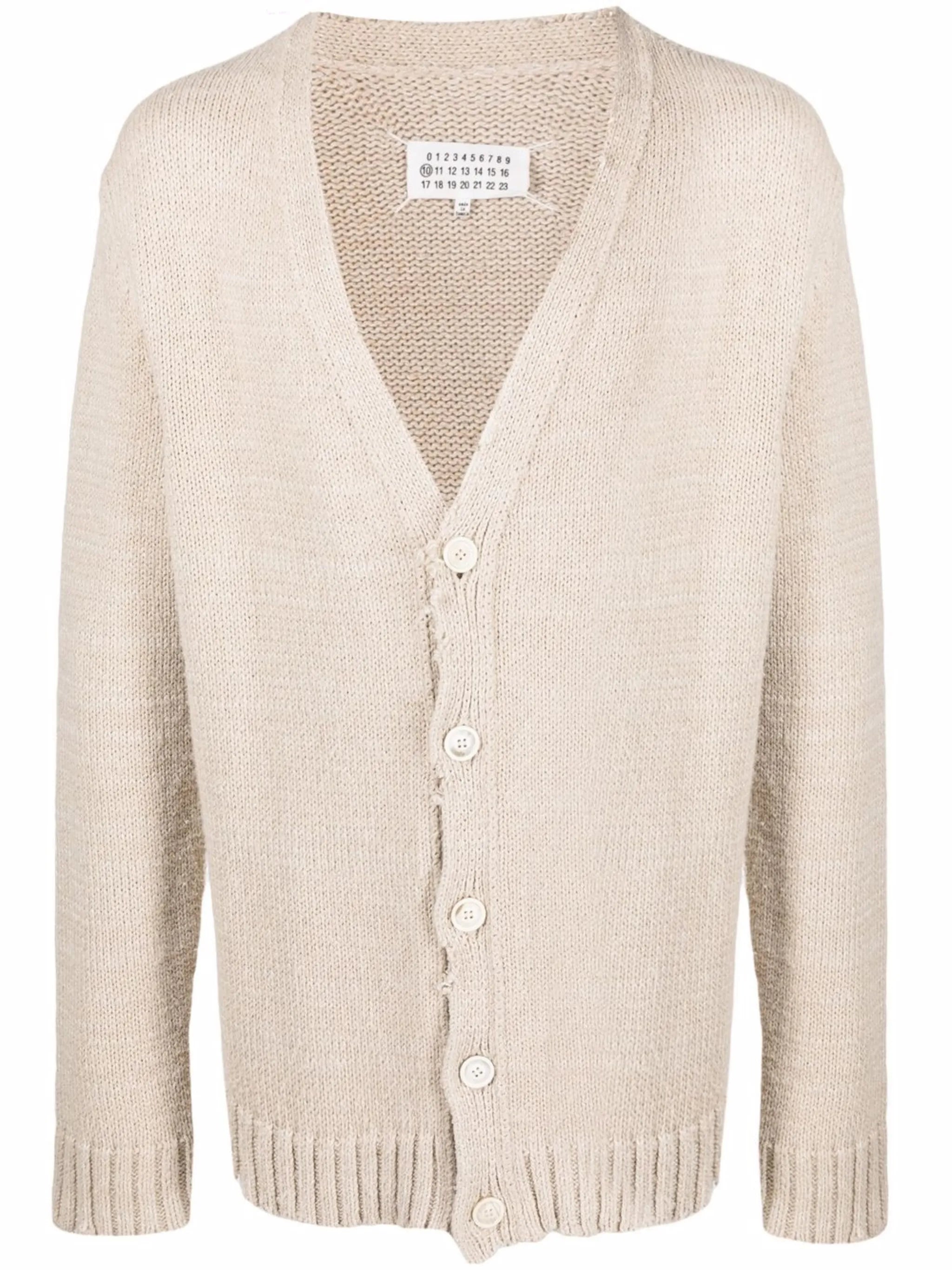 distressed V-neck cardigan