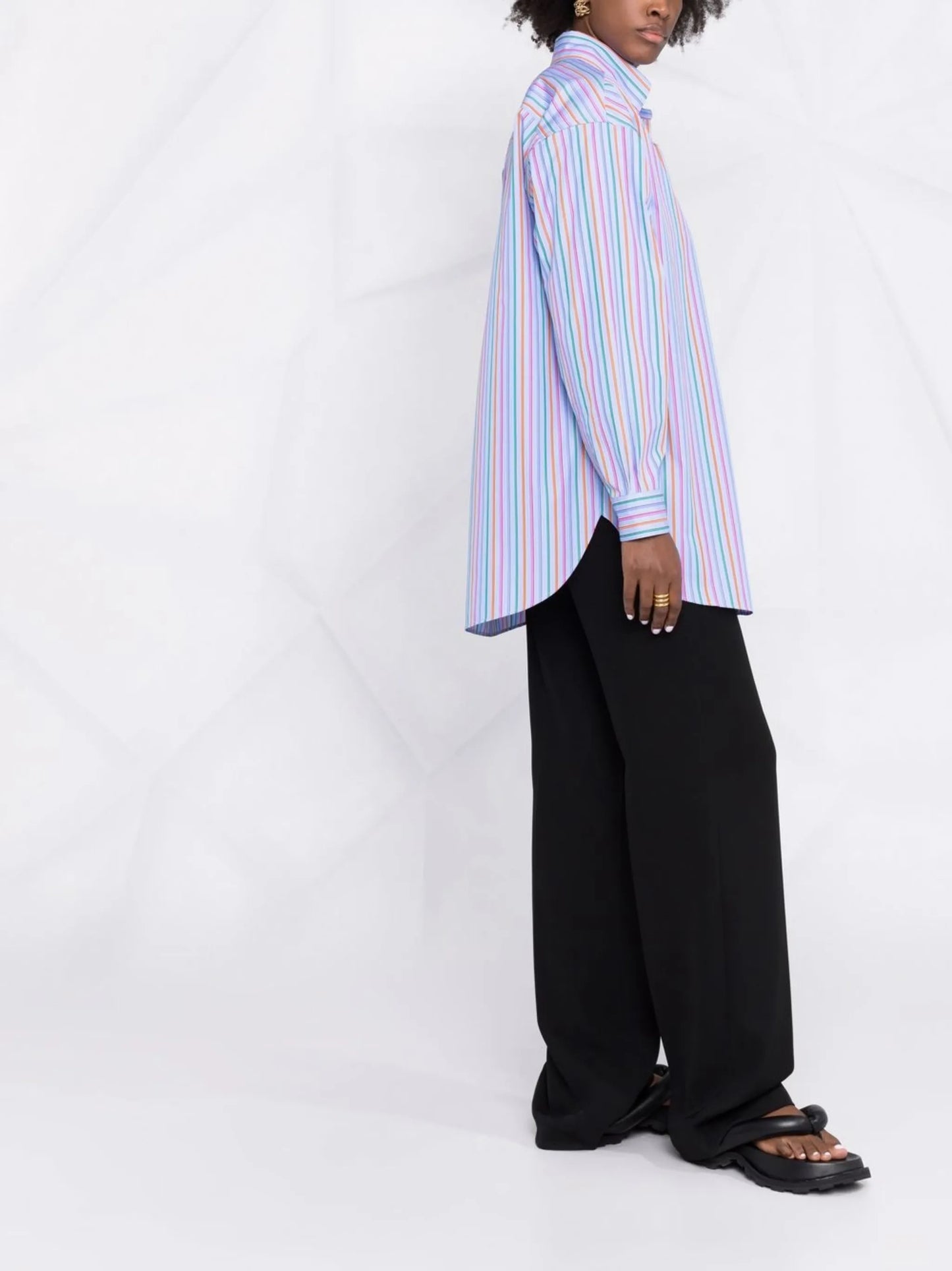 Pegaso-embroidered striped shirt