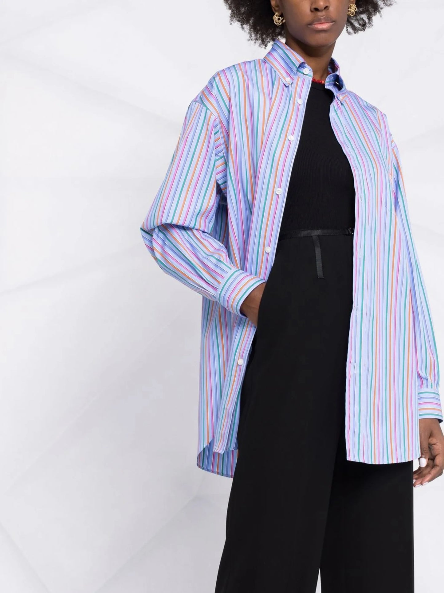 Pegaso-embroidered striped shirt