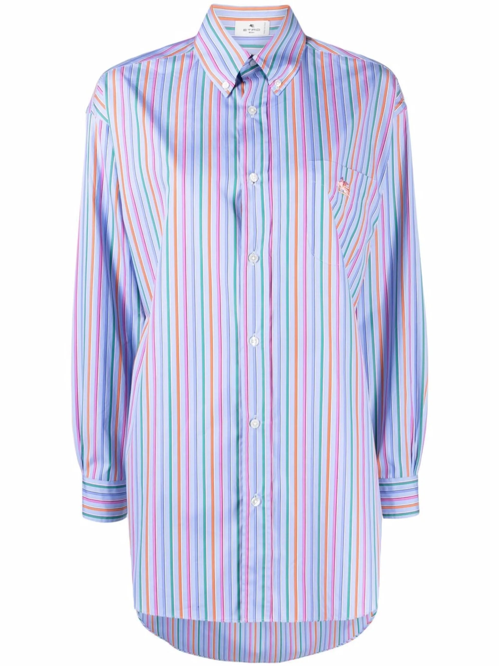 Pegaso-embroidered striped shirt