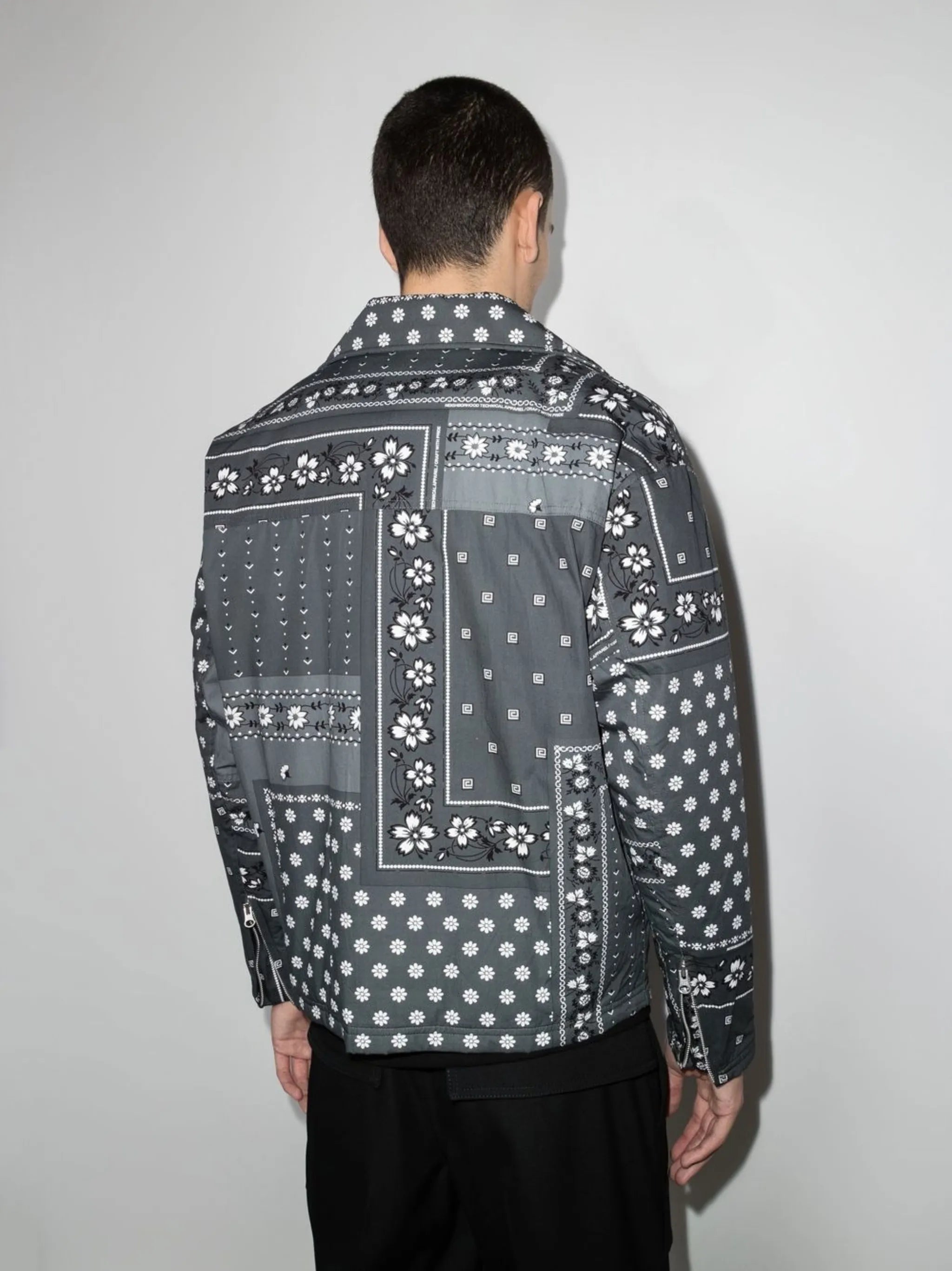 bandana-print biker jacket