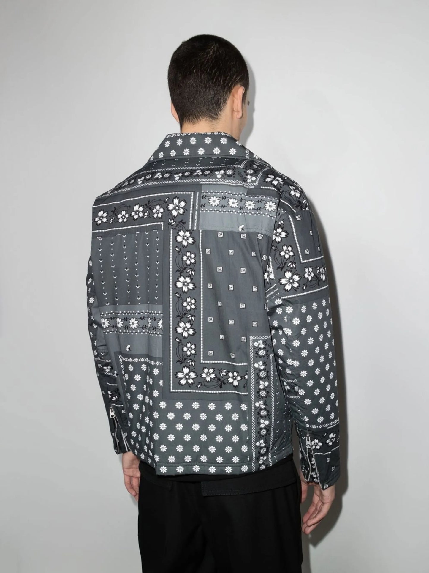 bandana-print biker jacket
