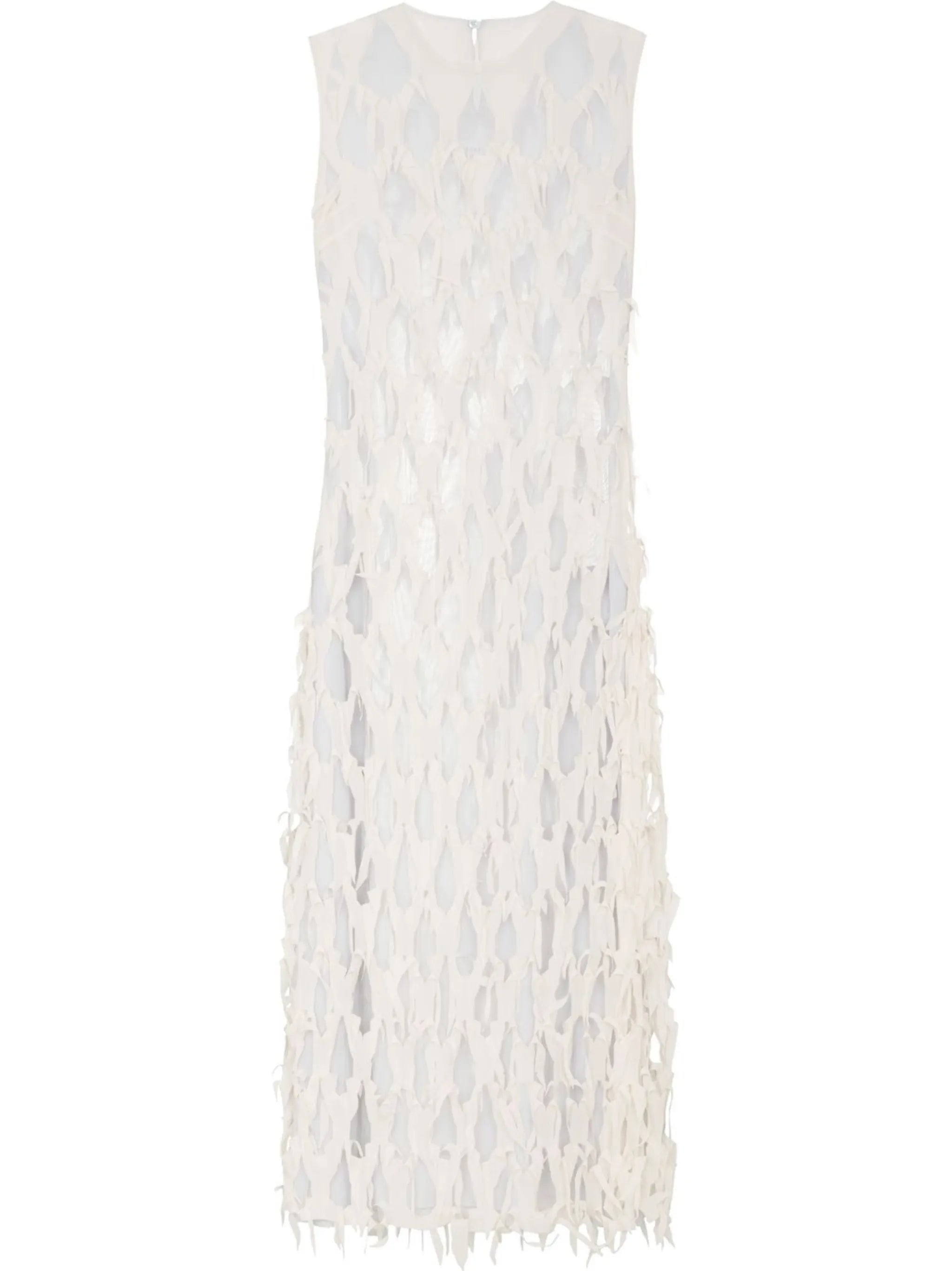 distressed-overlay silk dress