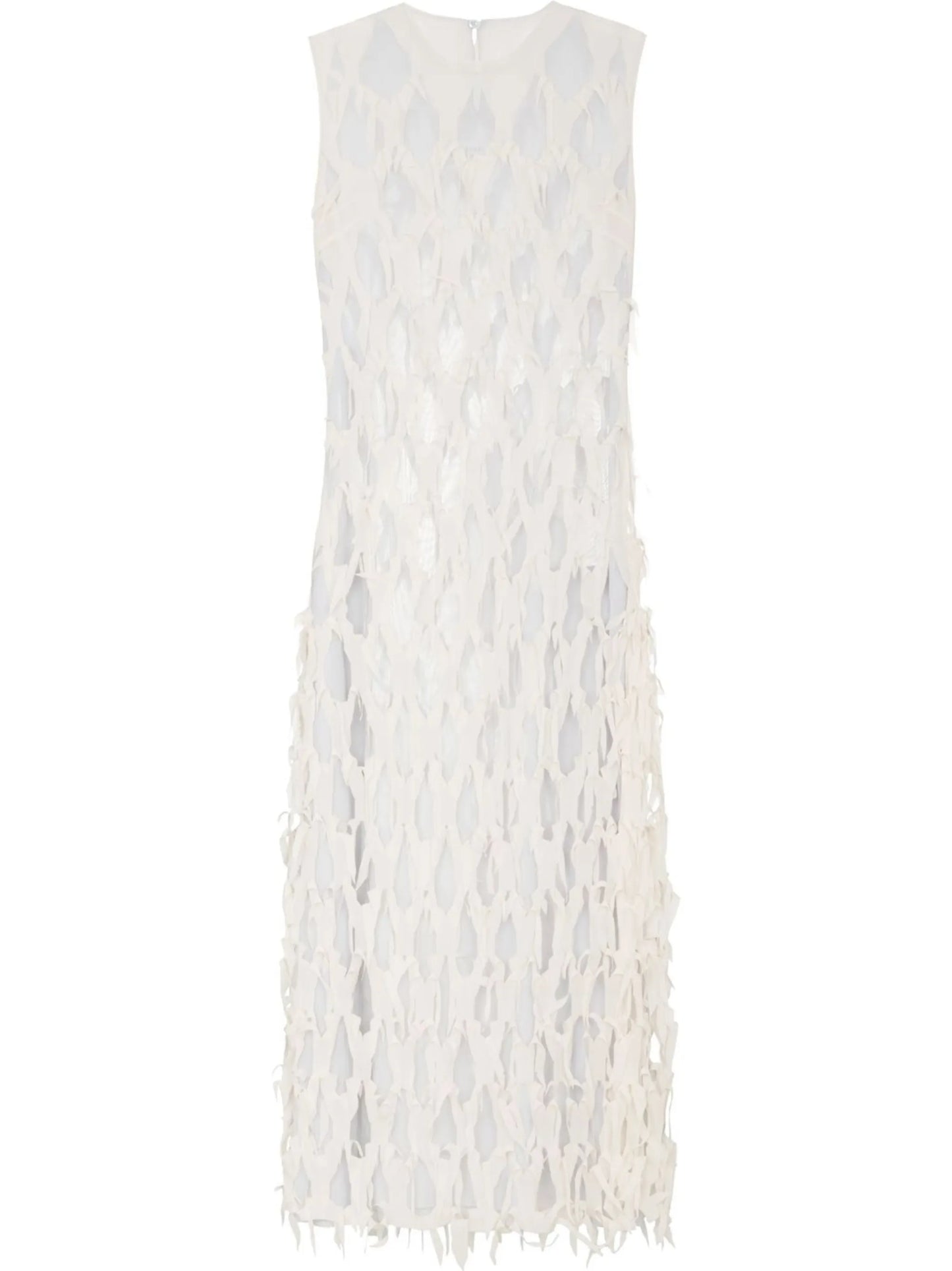 distressed-overlay silk dress