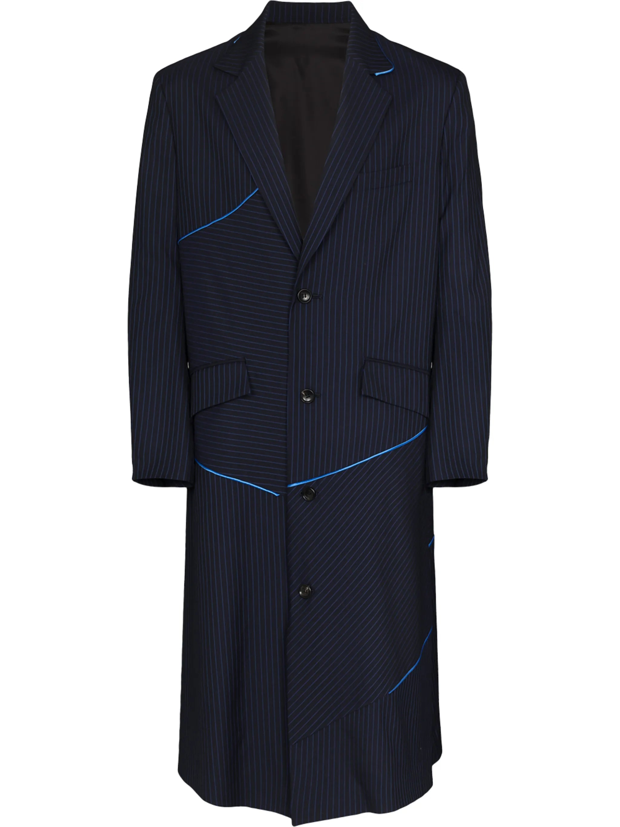 pinstriped single-breasted wool coat