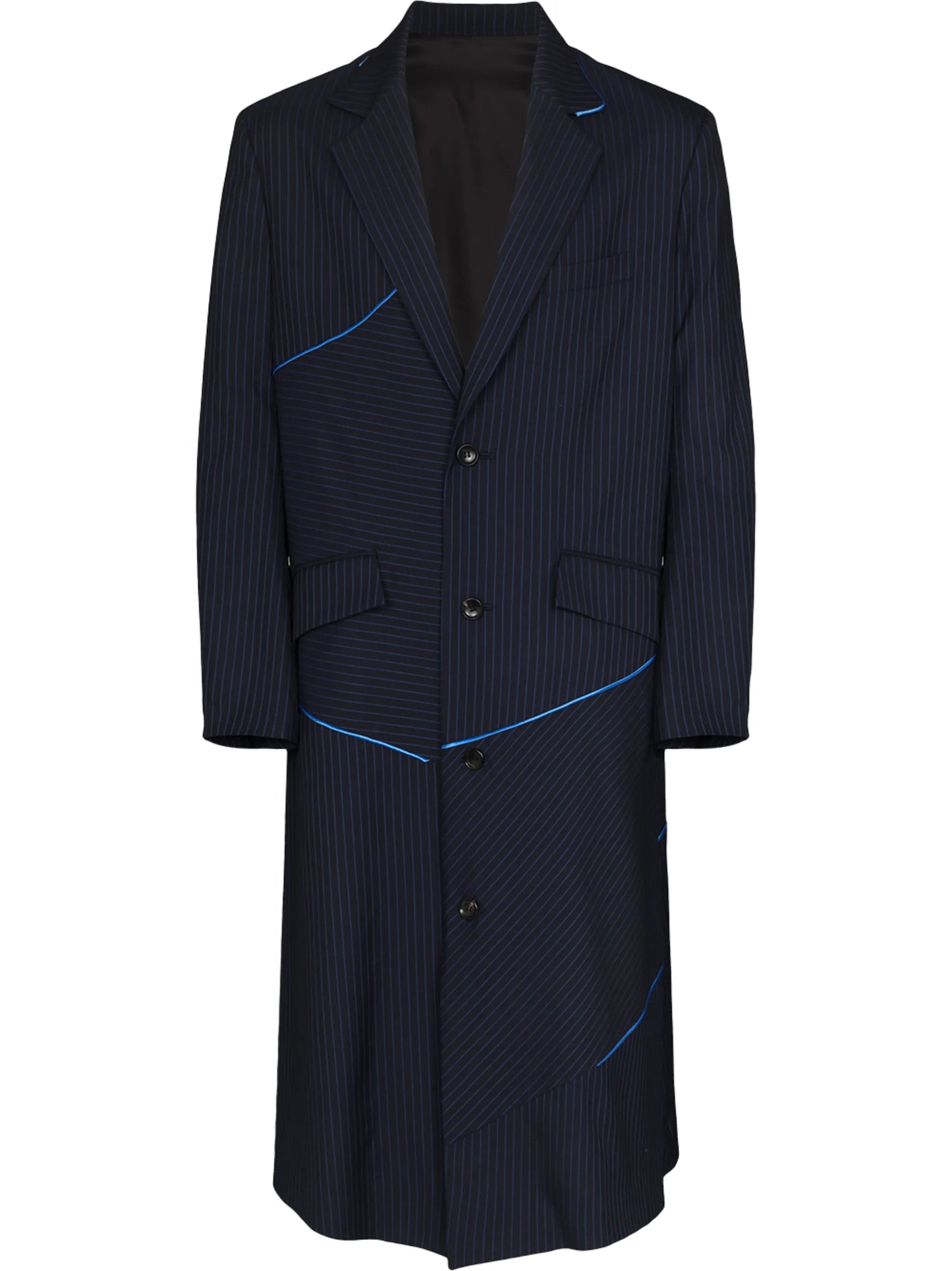 pinstriped single-breasted wool coat