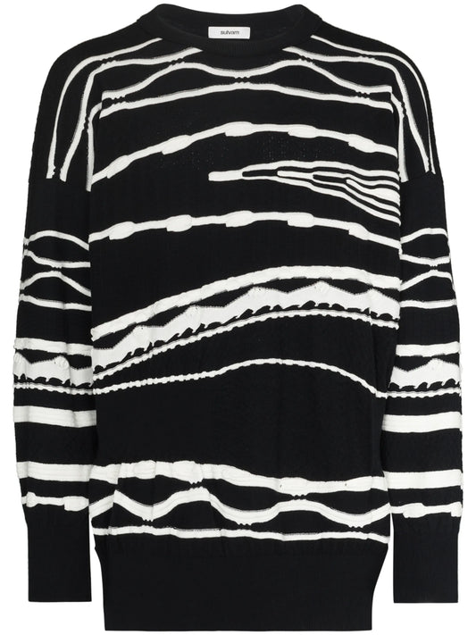 abstract-pattern drop-shoulder jumper