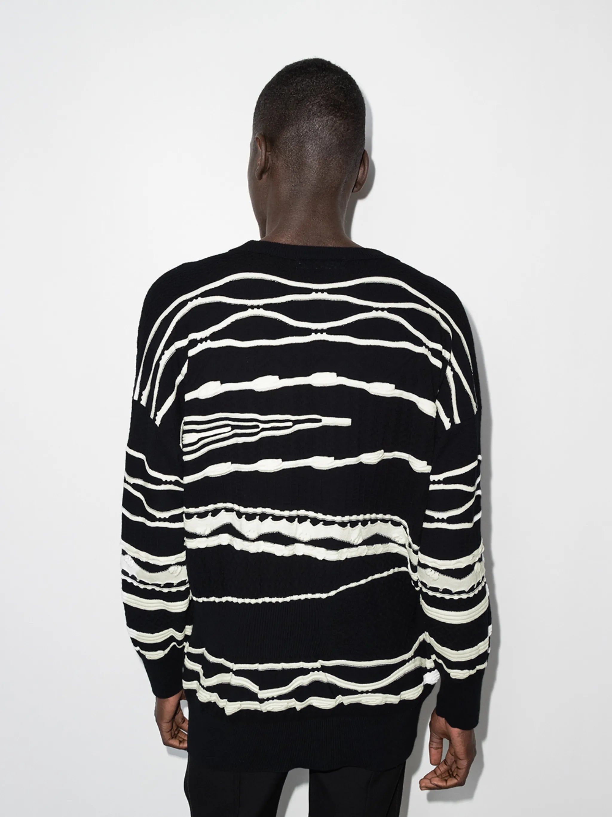 abstract-pattern drop-shoulder jumper