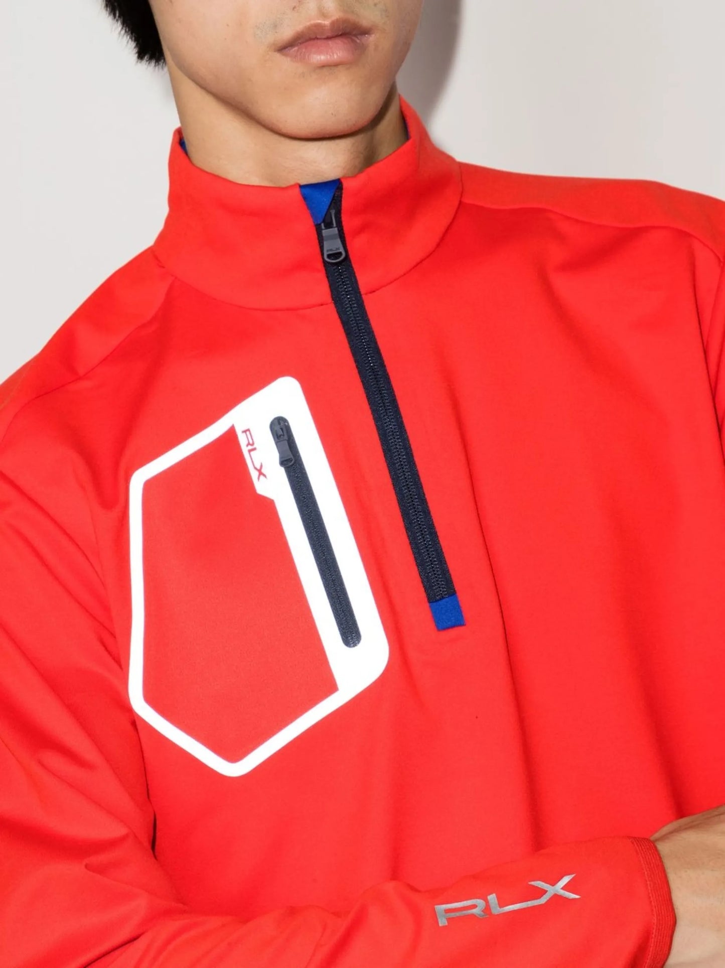 high-neck sweatshirt