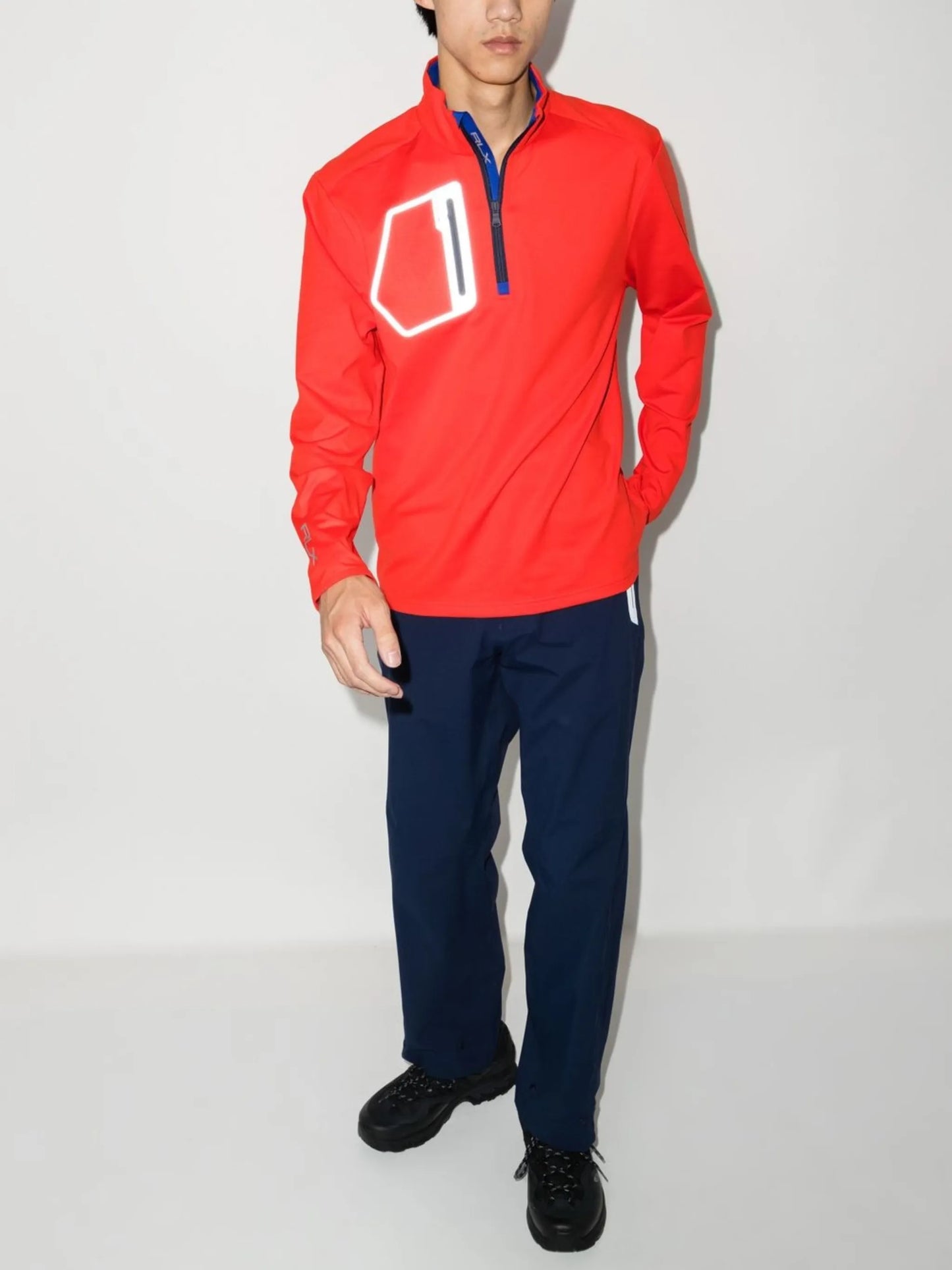 high-neck sweatshirt