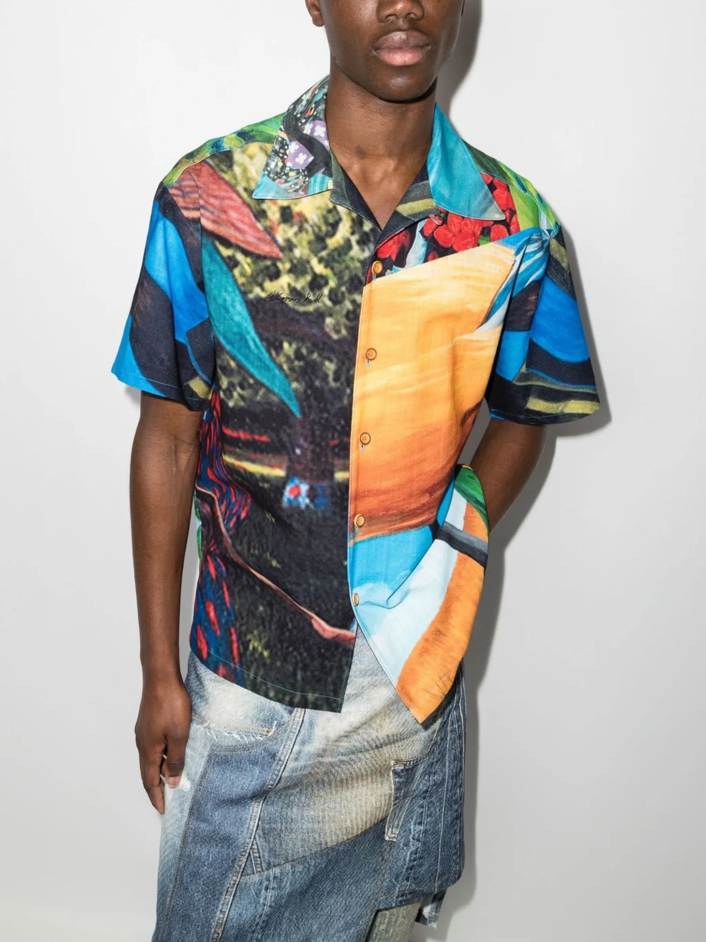 Impressionist-print cotton shirt