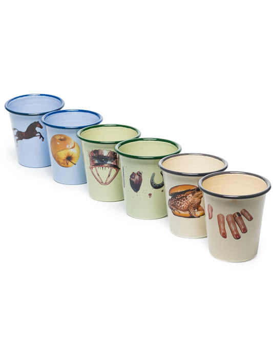 Toiletpaper enamel glasses (set of 6)