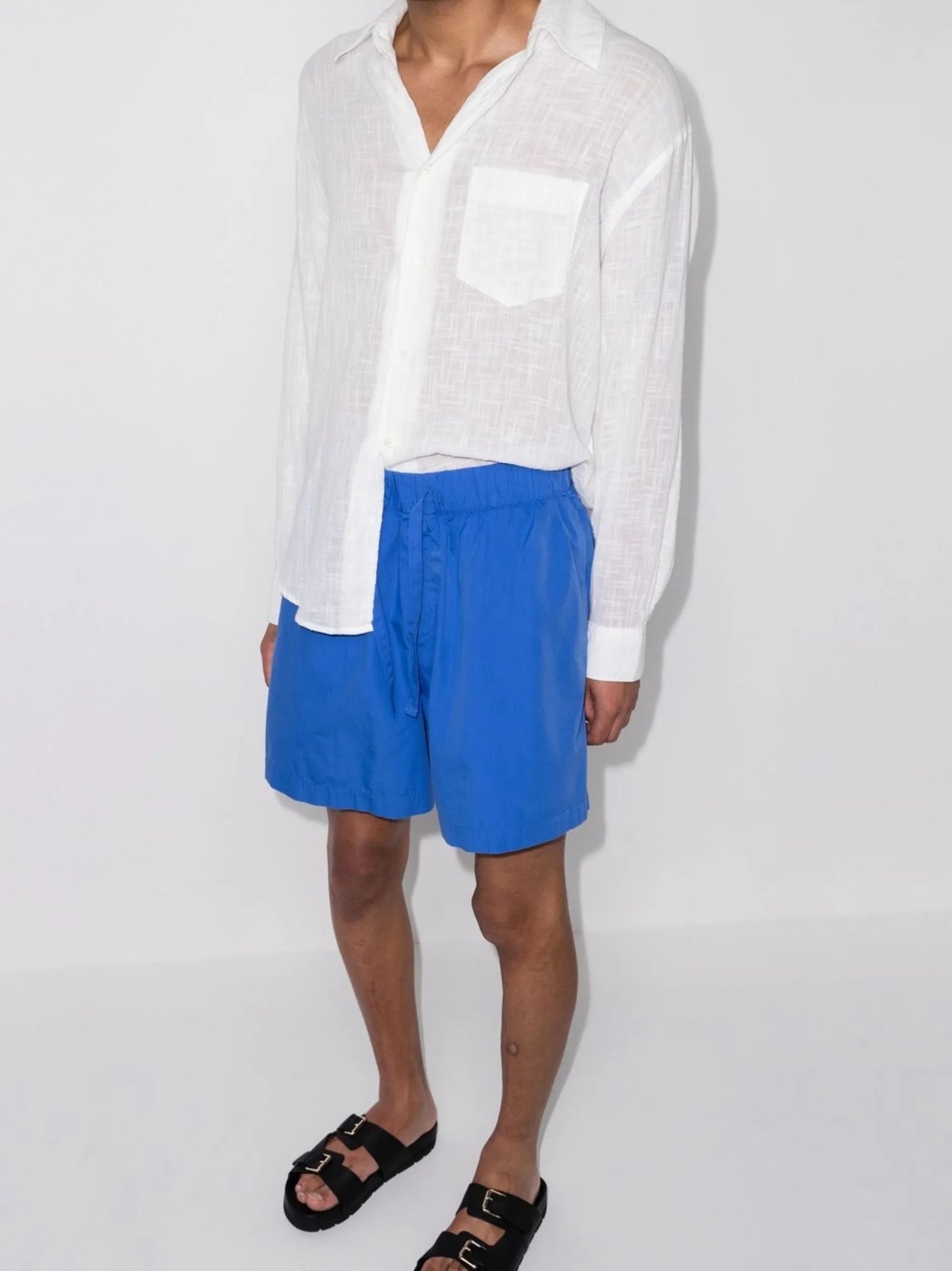 drawstring-waist pajama shorts