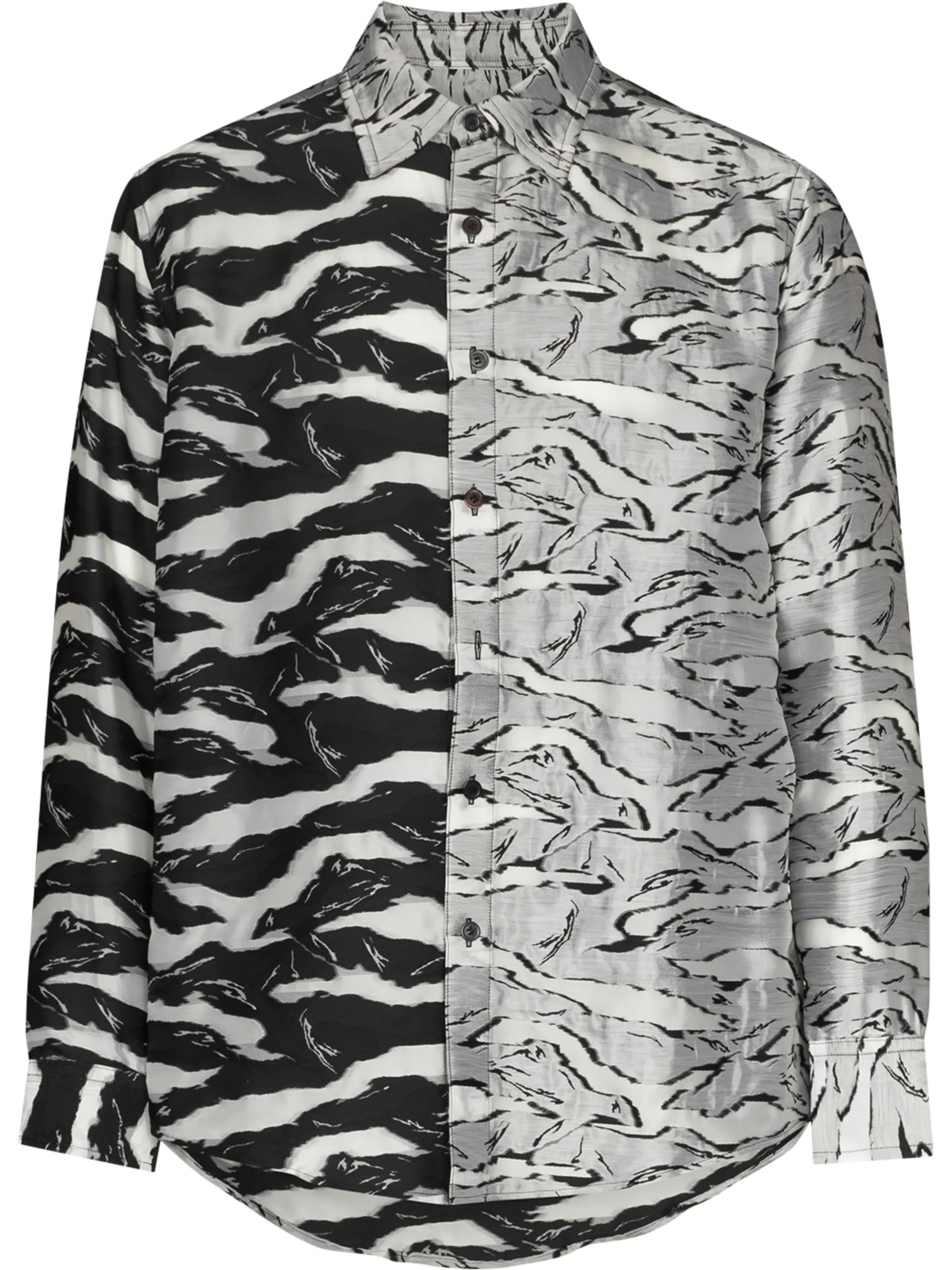 jacquard-pattern two-tone shirt
