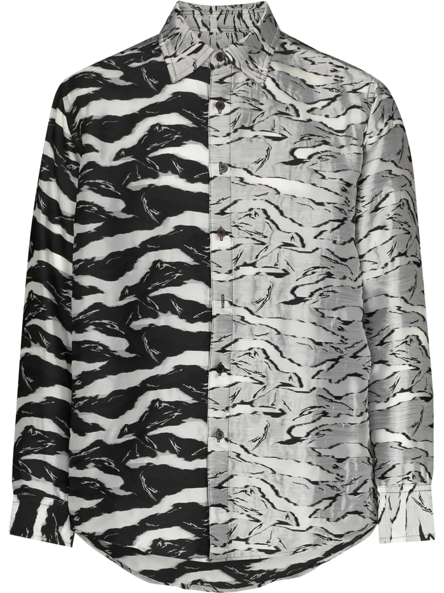 jacquard-pattern two-tone shirt