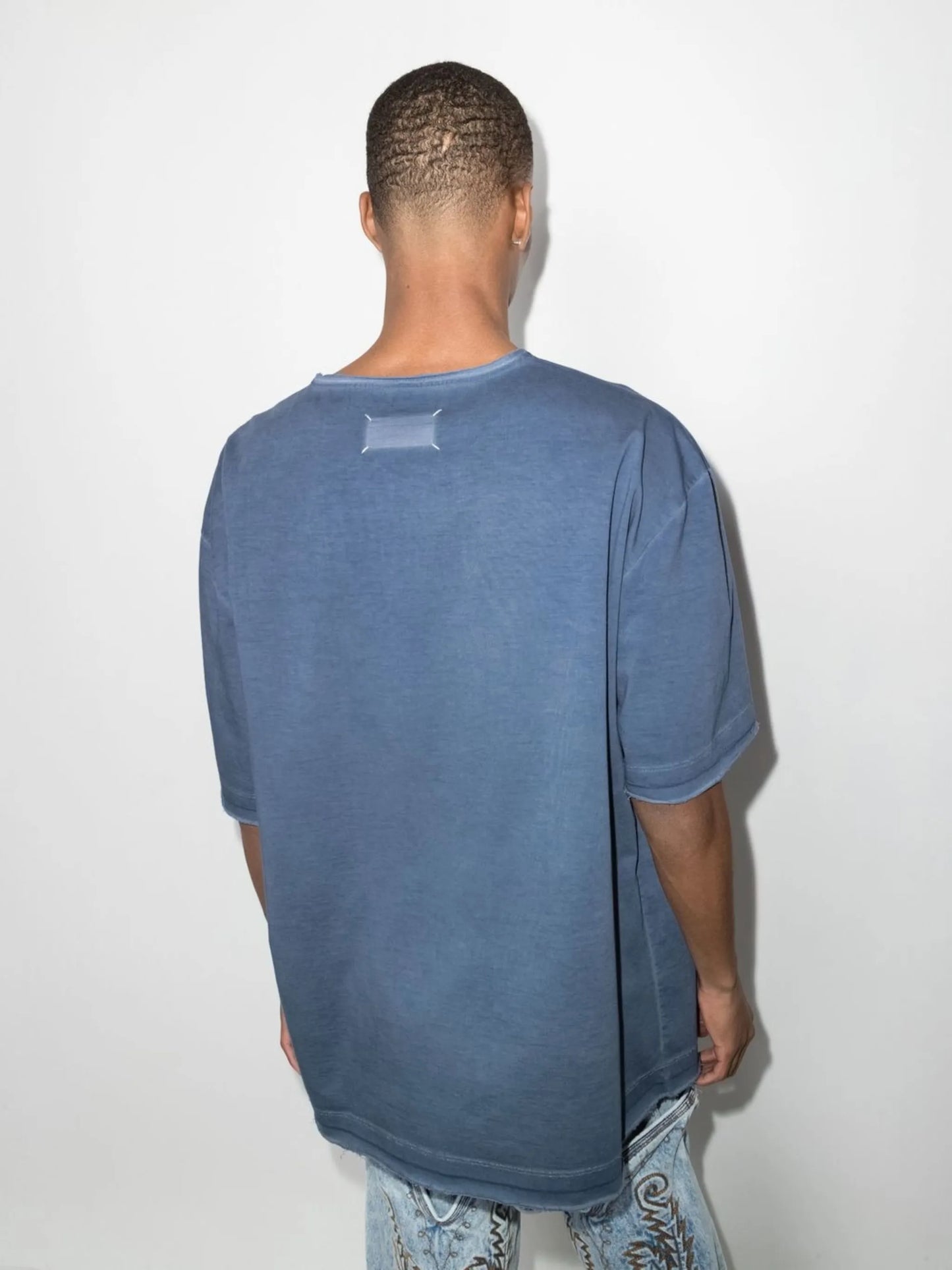 raw-edge cotton T-shirt
