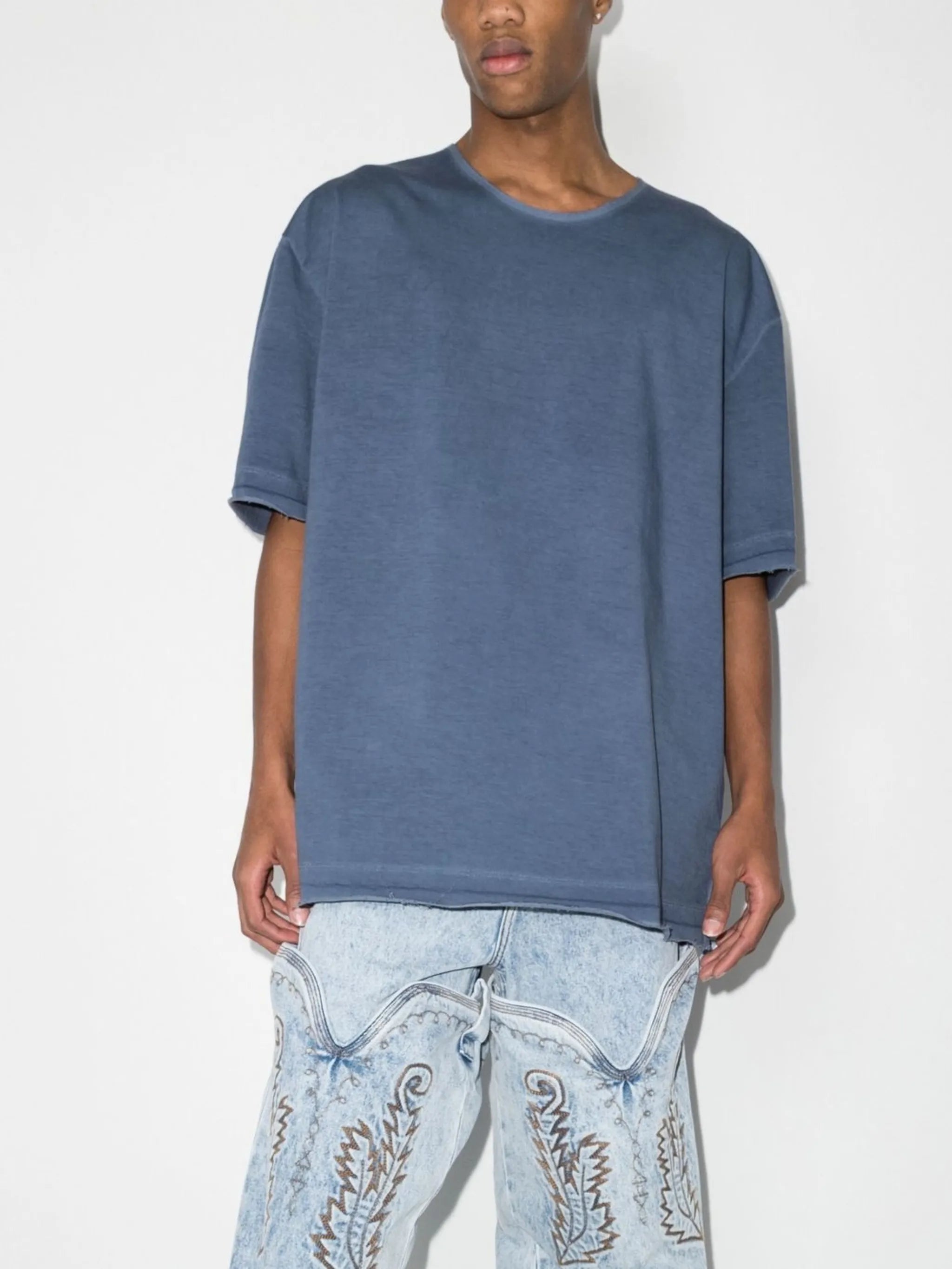 raw-edge cotton T-shirt