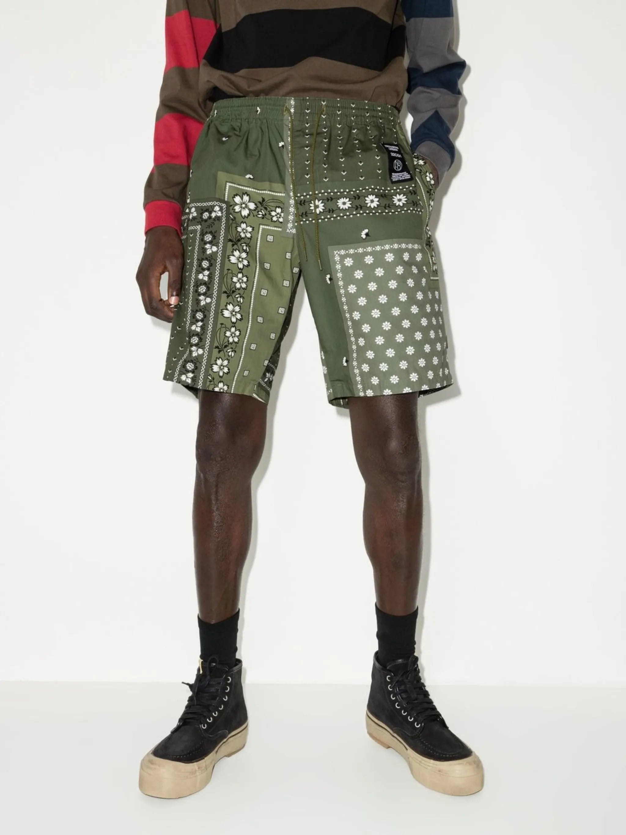 bandana patchwork bermuda shorts