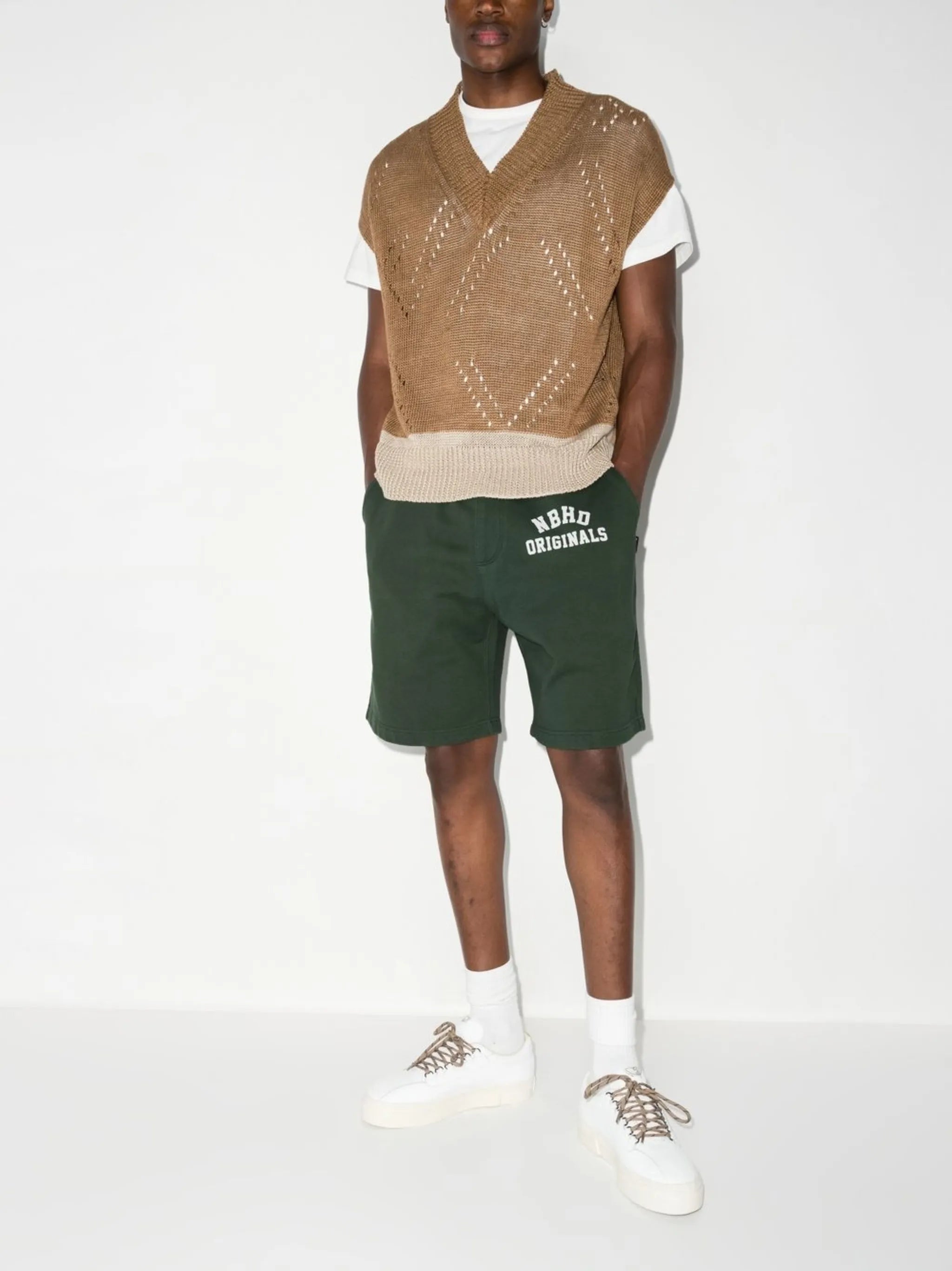 logo-print track shorts