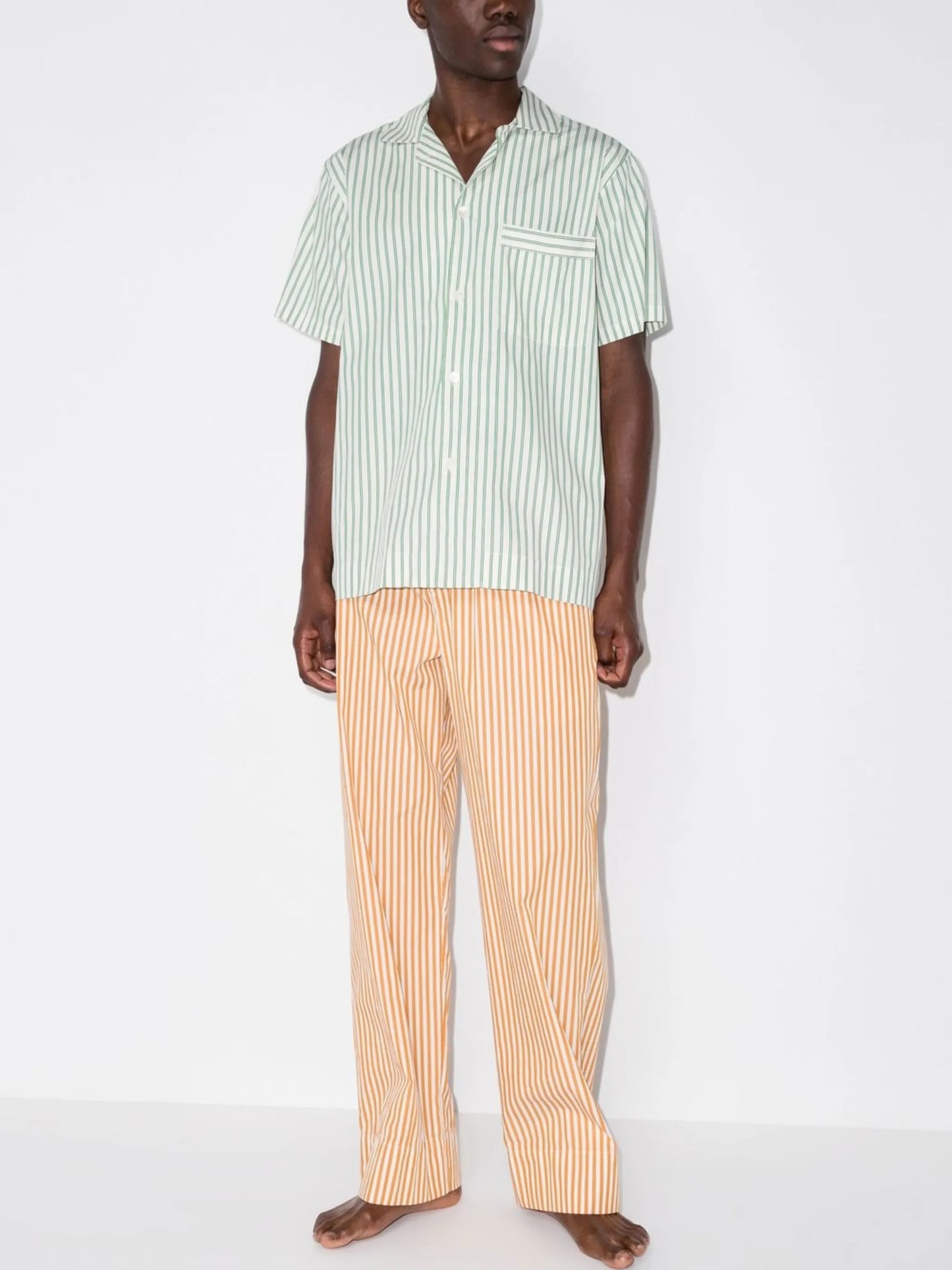 striped poplin short-sleeved shirt