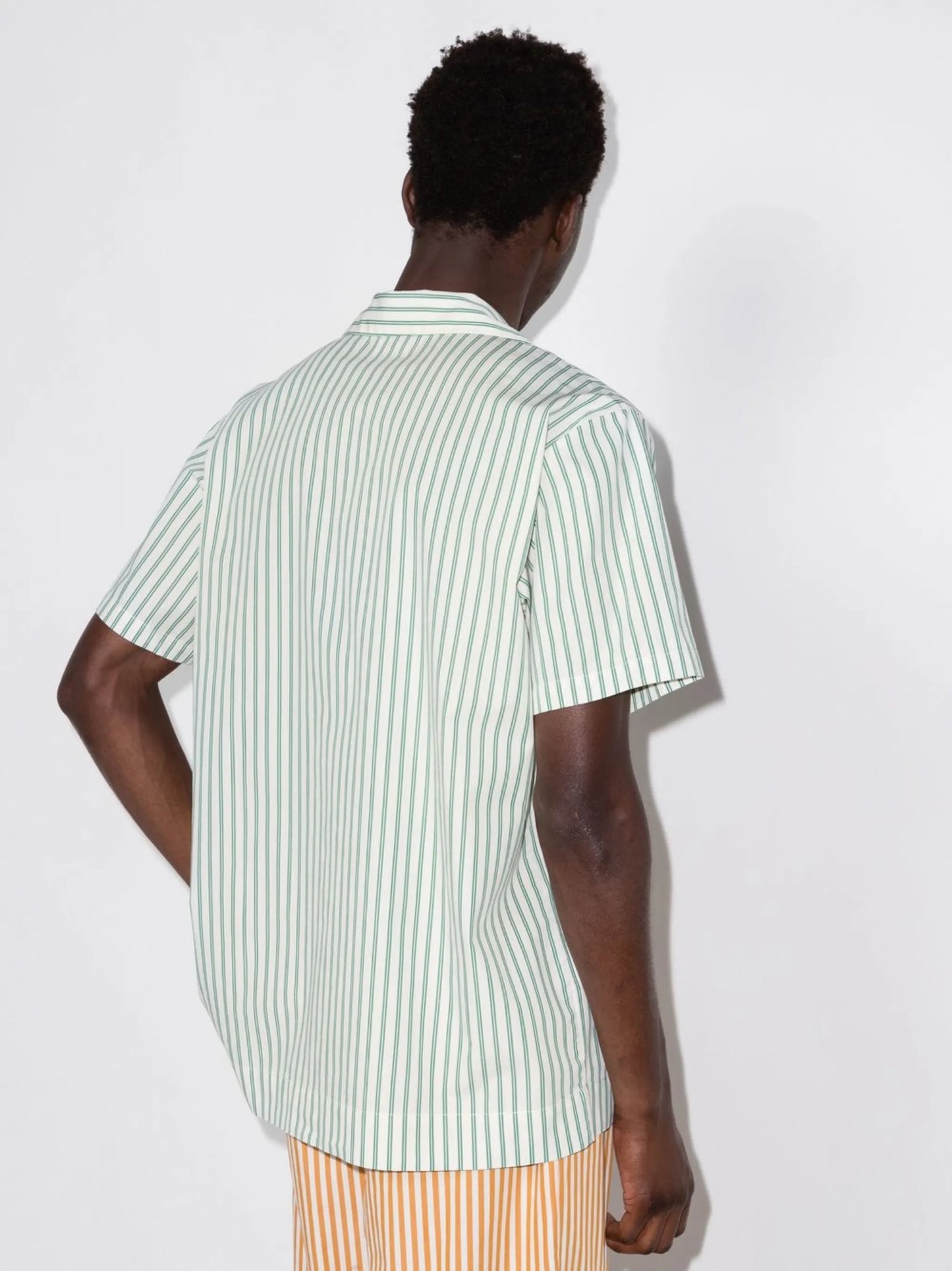 striped poplin short-sleeved shirt