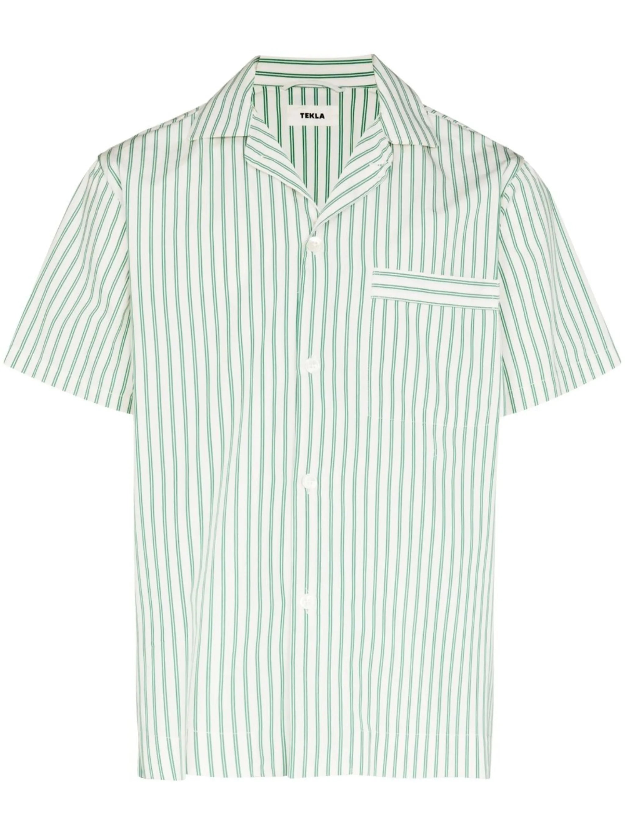 striped poplin short-sleeved shirt