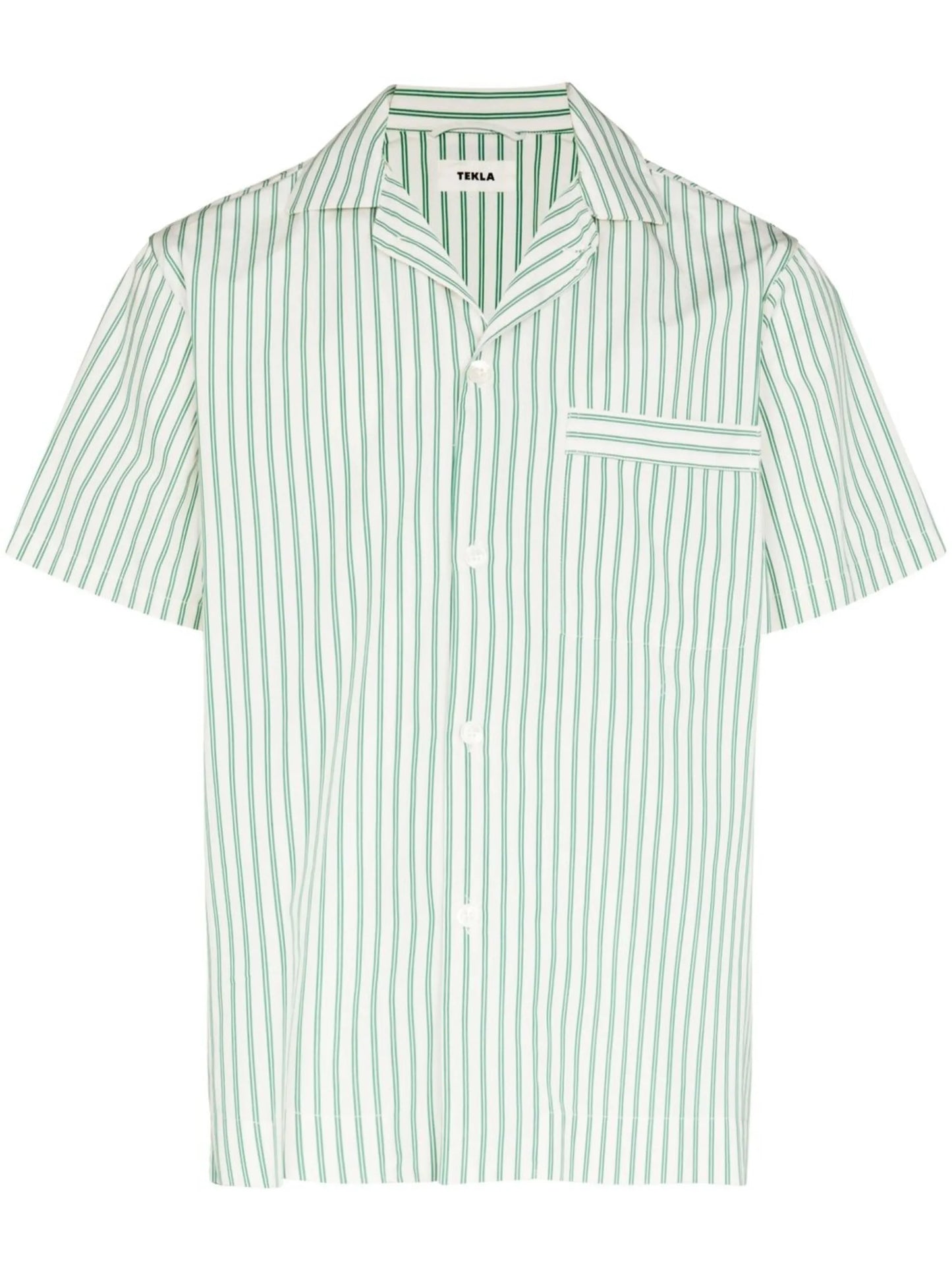 striped poplin short-sleeved shirt