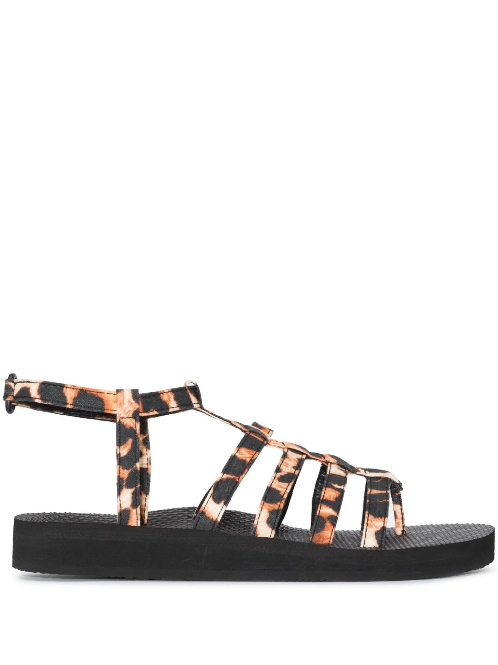 leopard print flat sandals