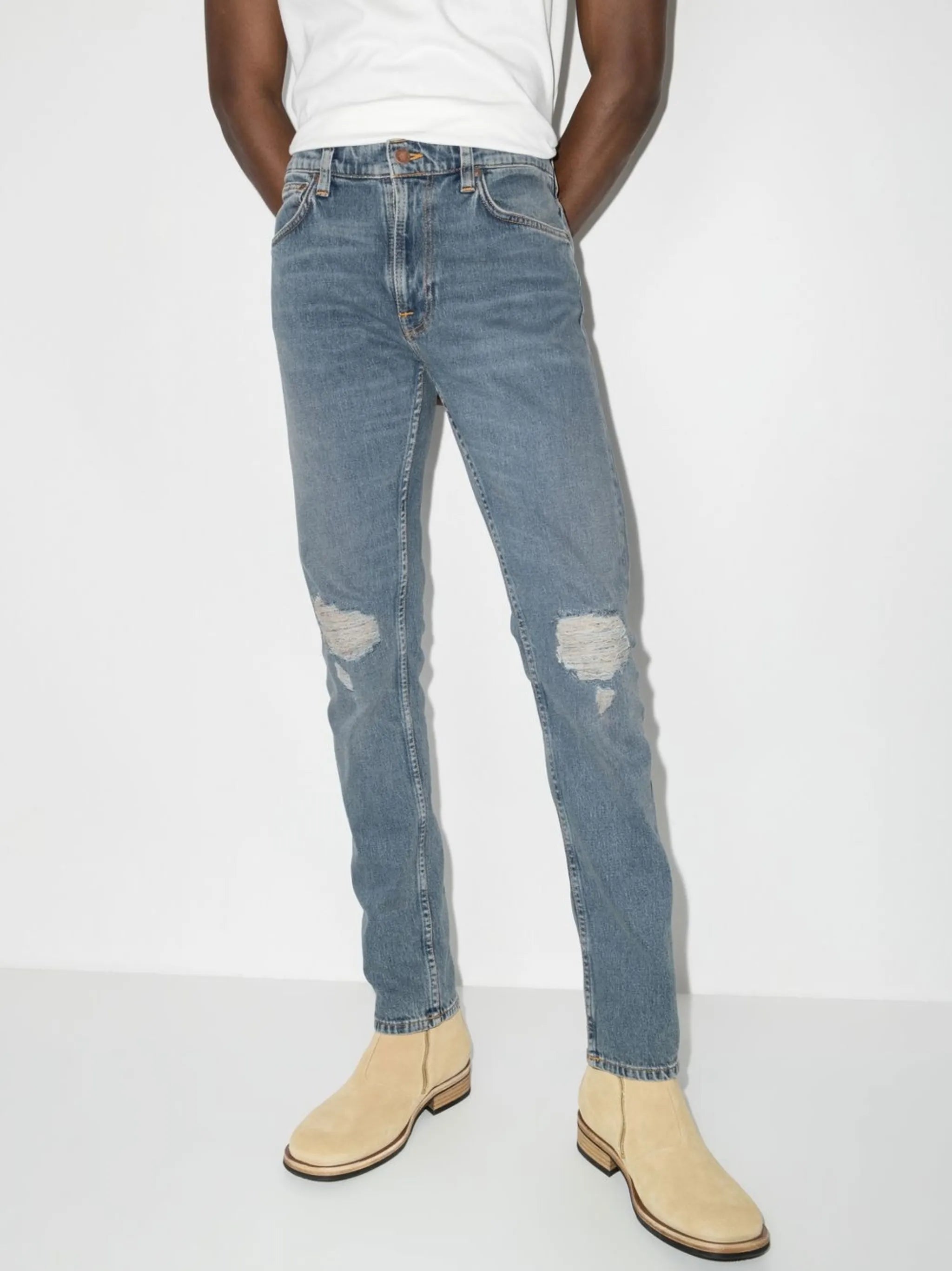 distressed-effect slim-fit jeans