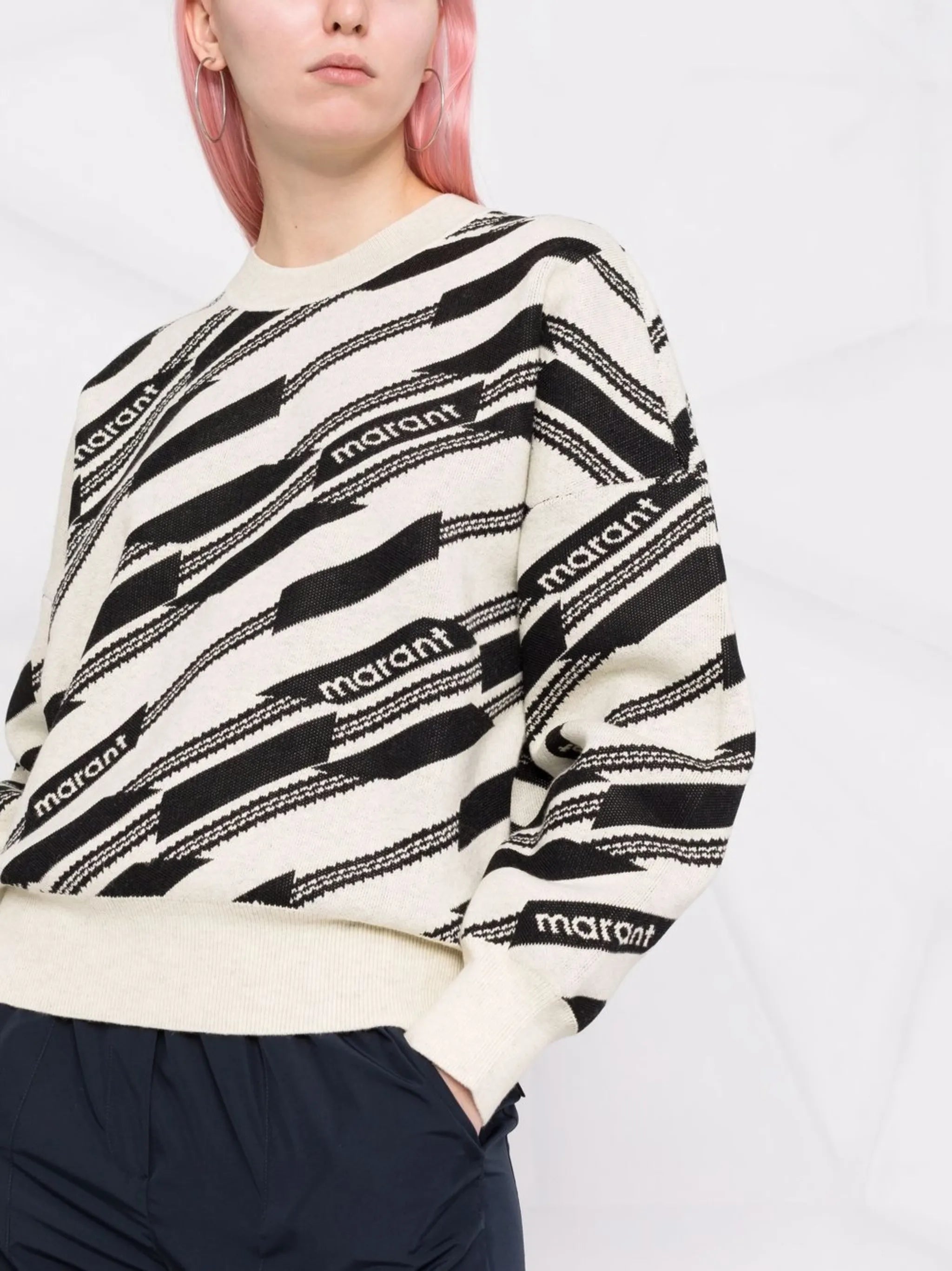 intarsia-knit long-sleeve jumper