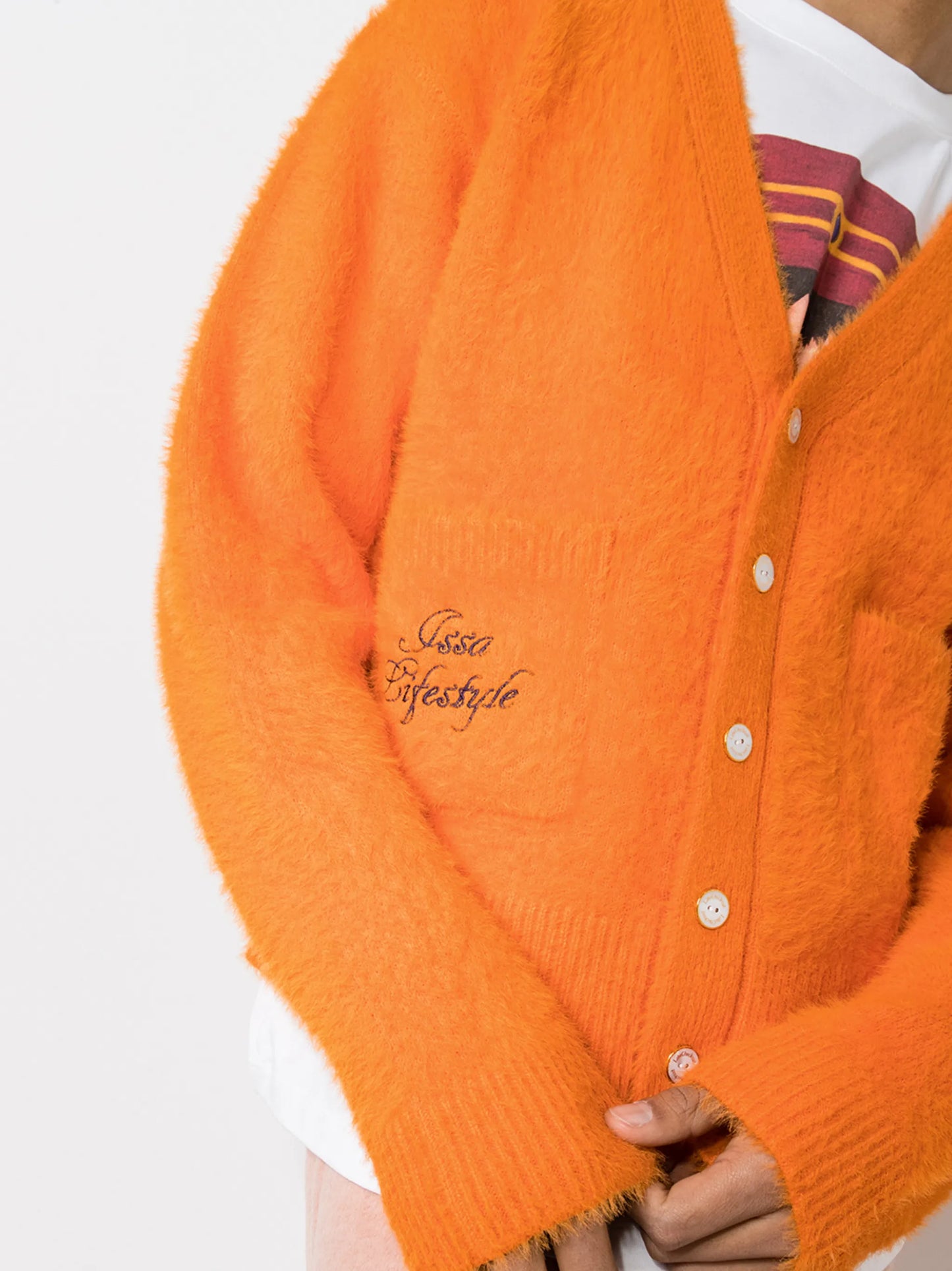 logo-embroidered V-neck cardigan