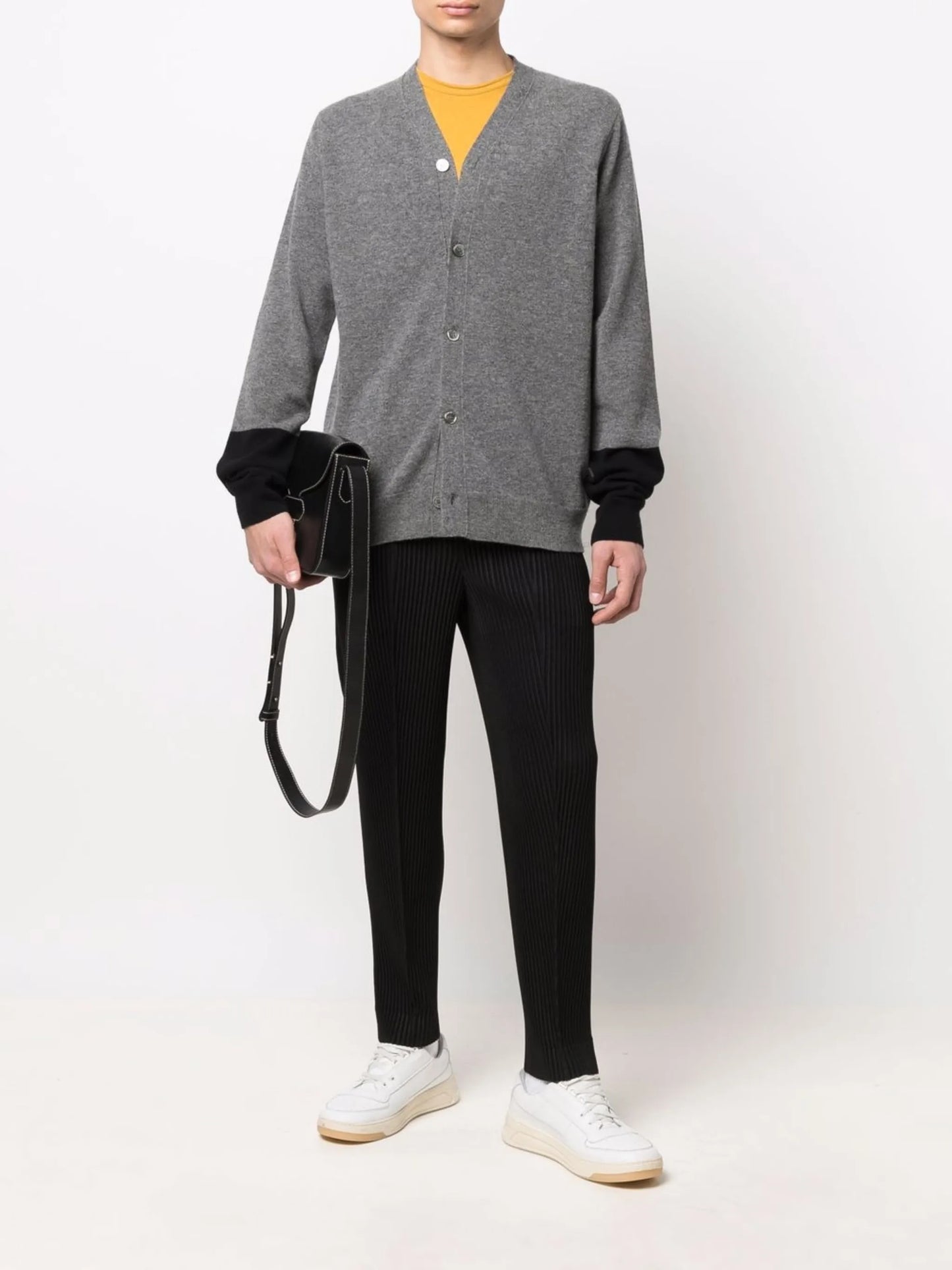 fine-knit button-up cardigan