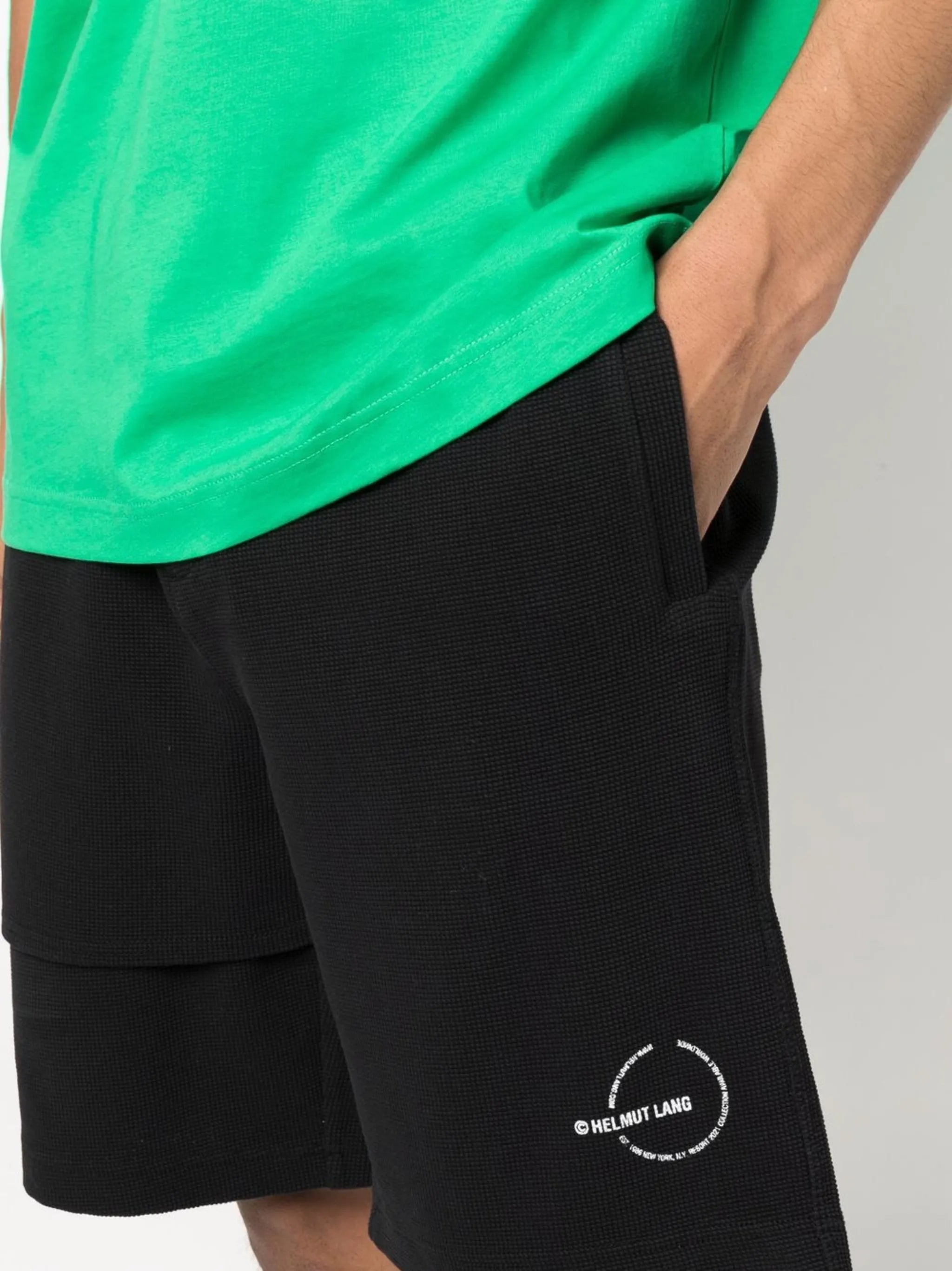 asymmetric-layered woven shorts