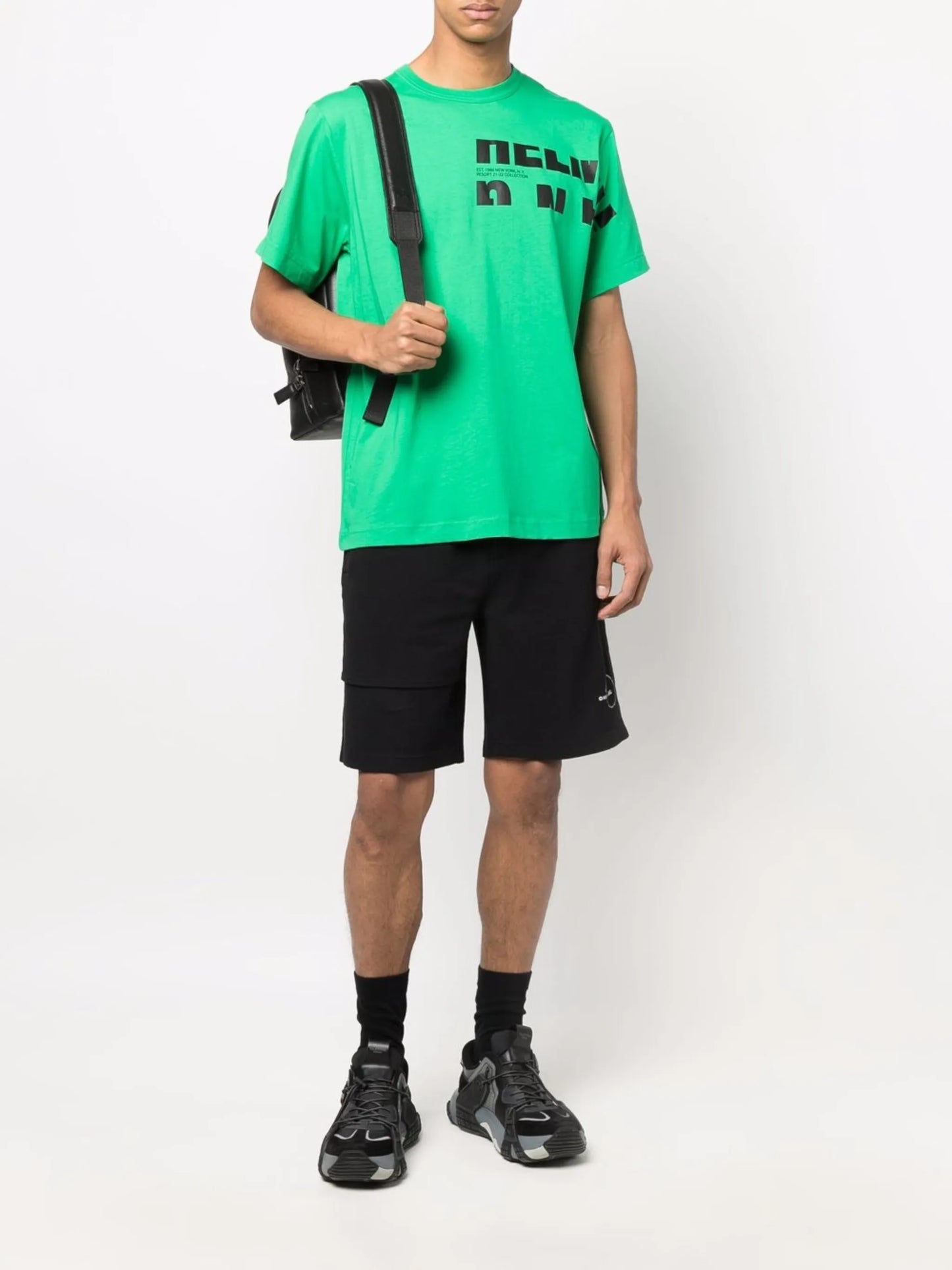 asymmetric-layered woven shorts