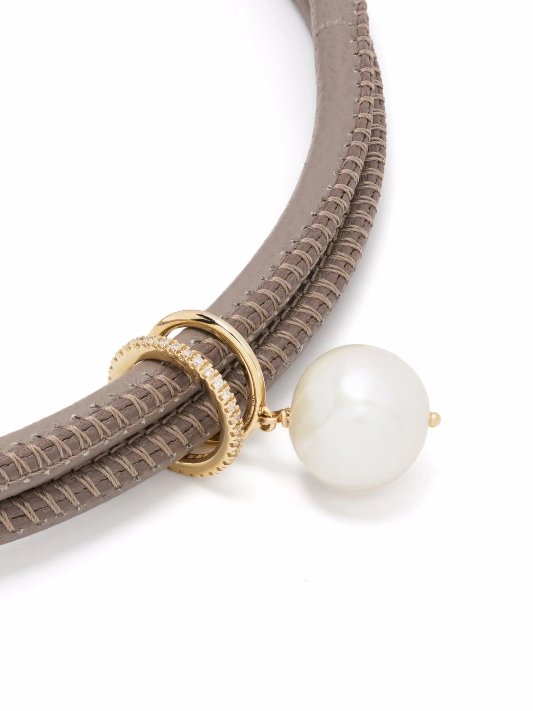 14kt yellow gold diamond and pearl wrap bracelet