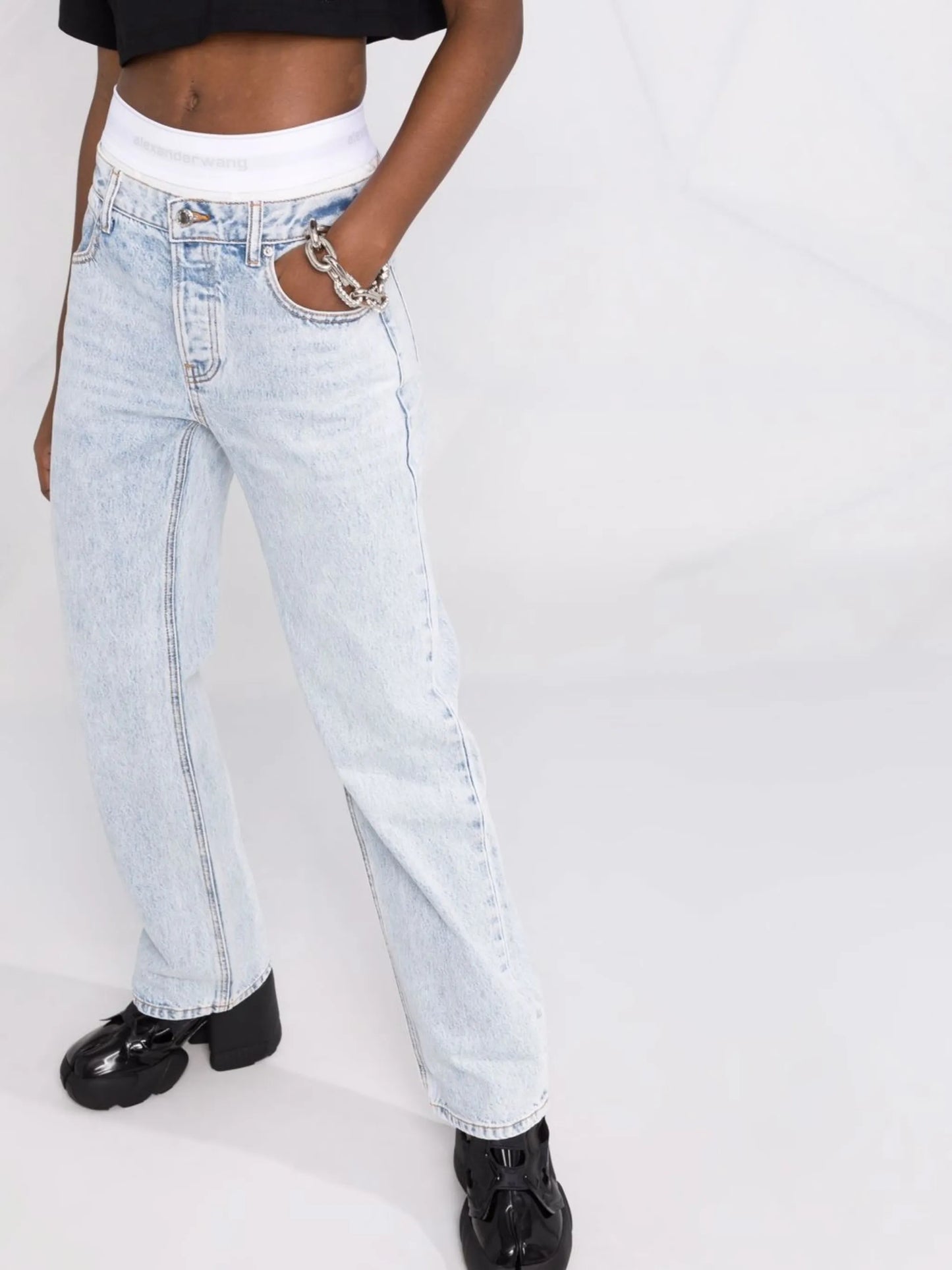 logo-waistband straight-leg jeans