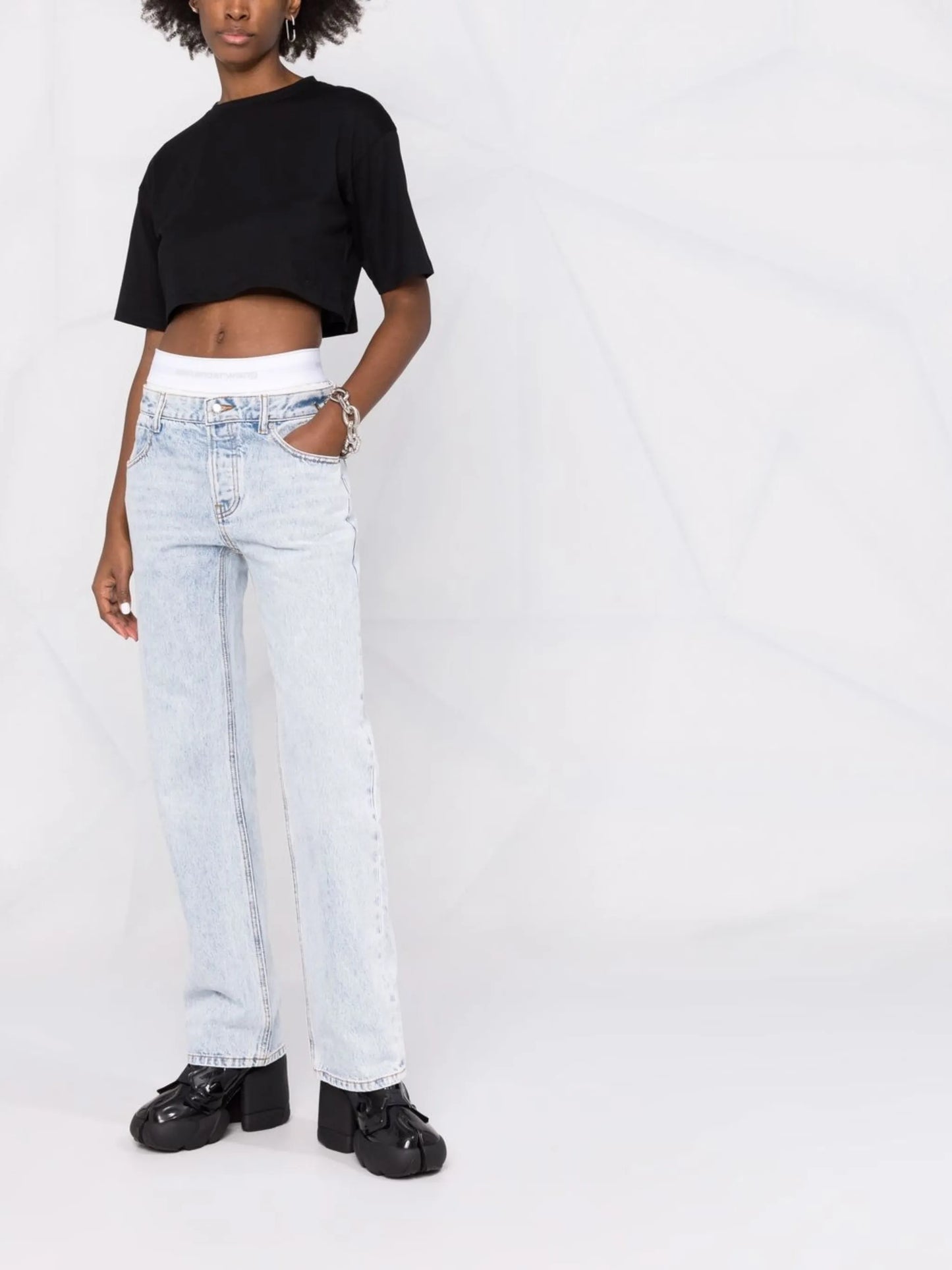 logo-waistband straight-leg jeans