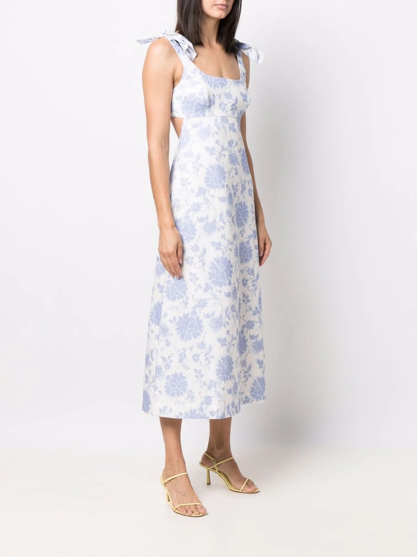 Postcard floral tie-shoulder midi dress