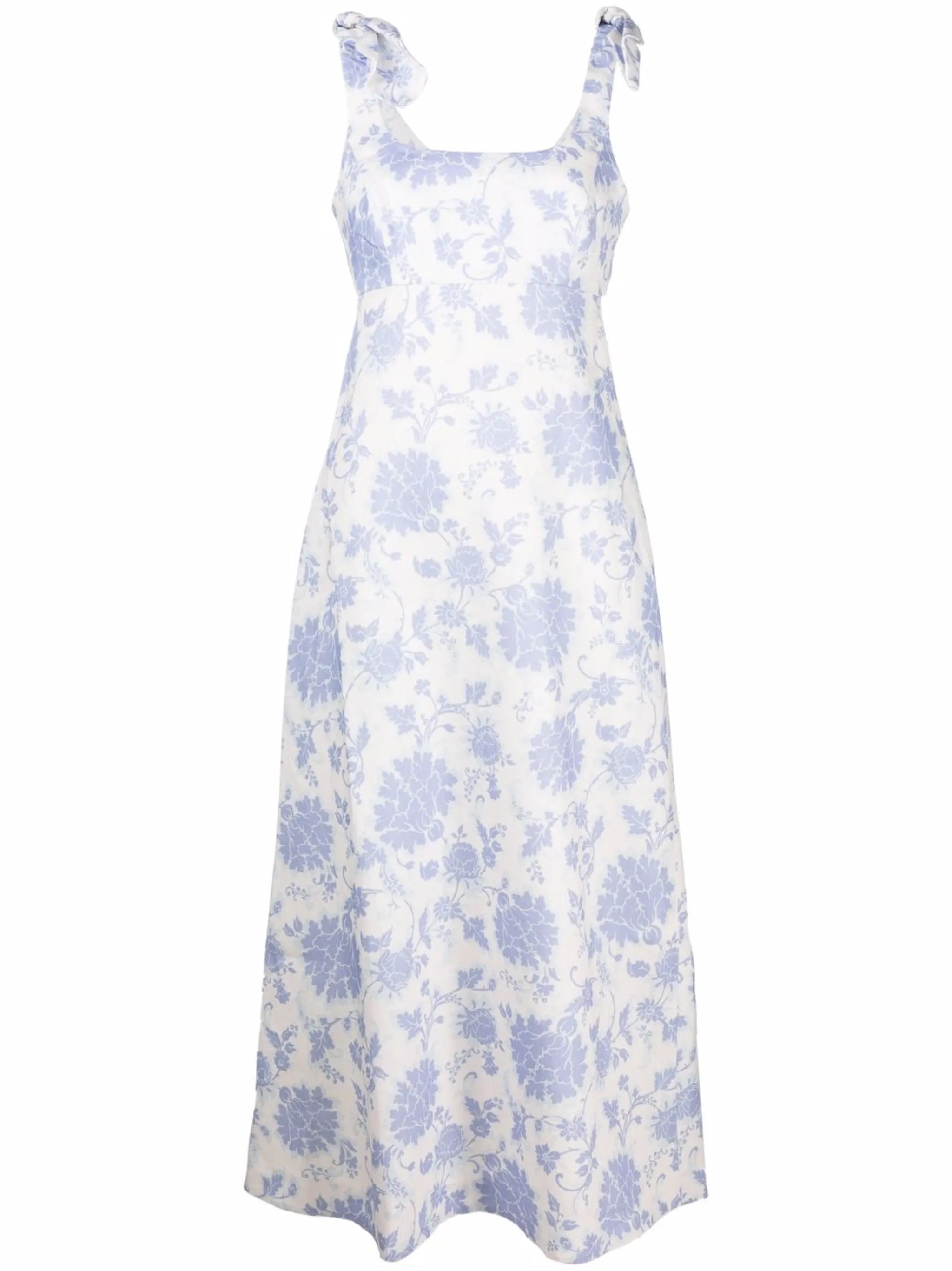Postcard floral tie-shoulder midi dress